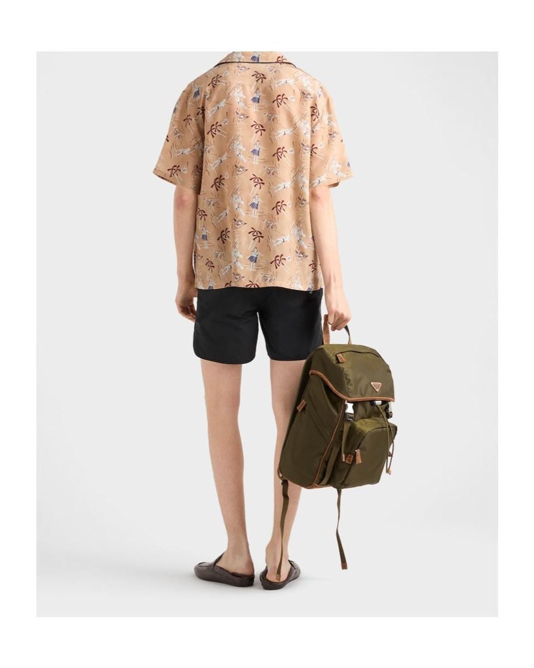 Prada Natural Pattern-Printed Short-Sleeved Shirt for men