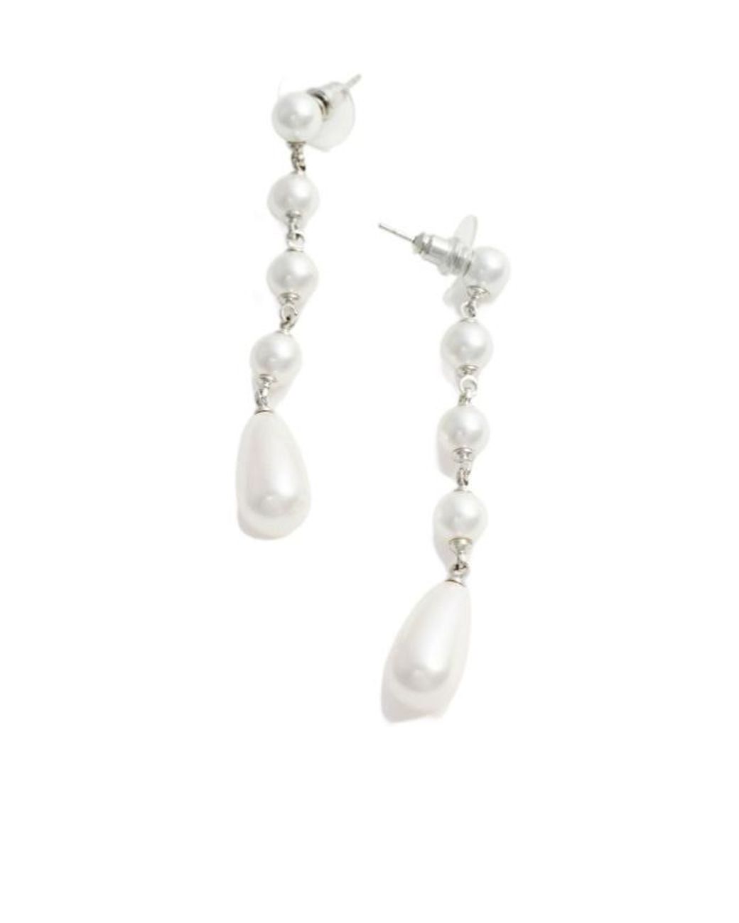 Self-Portrait White Bijoux Faux Pearl Drop Earrings