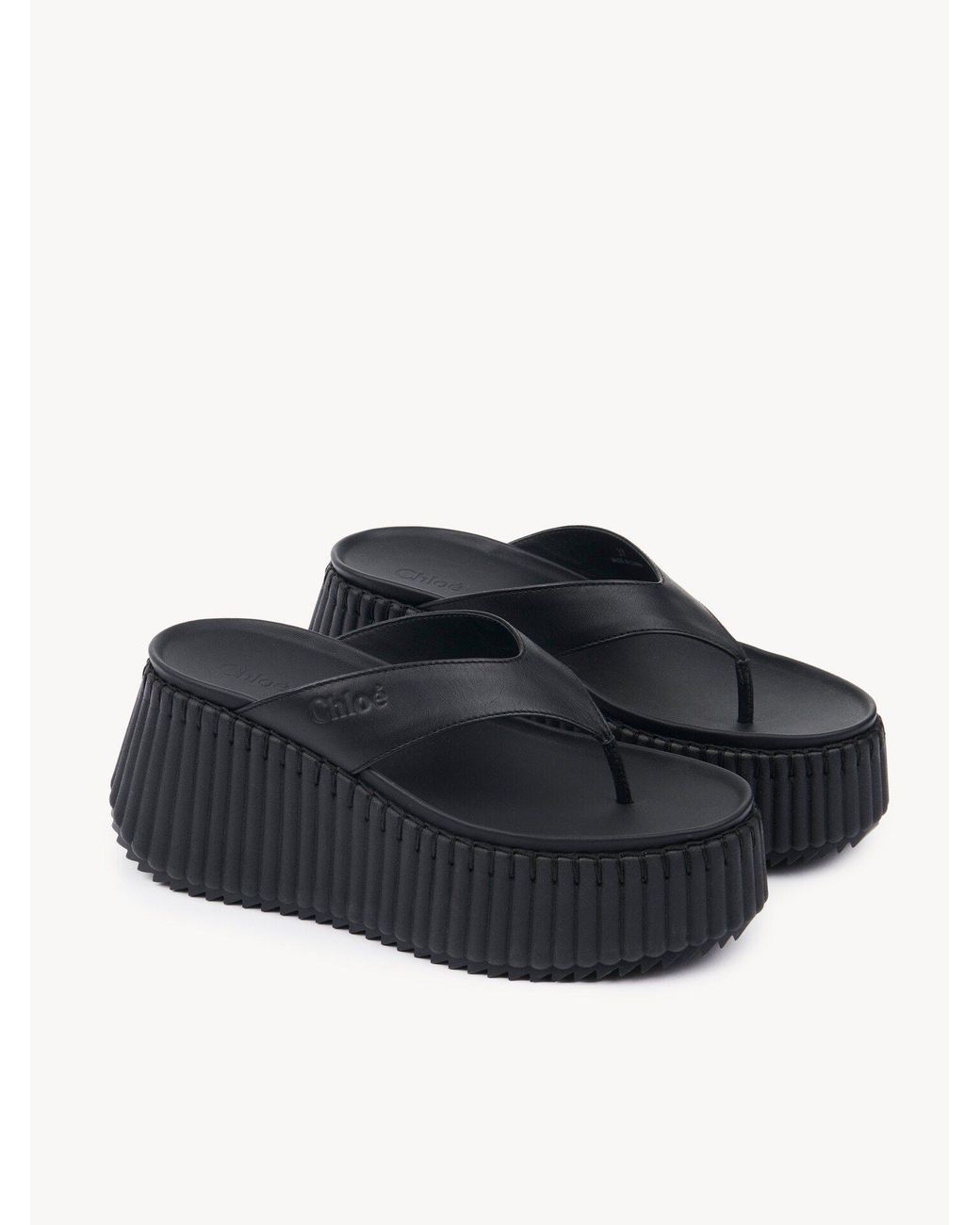 Chloé Black Platform Ridged-Sole Sandals