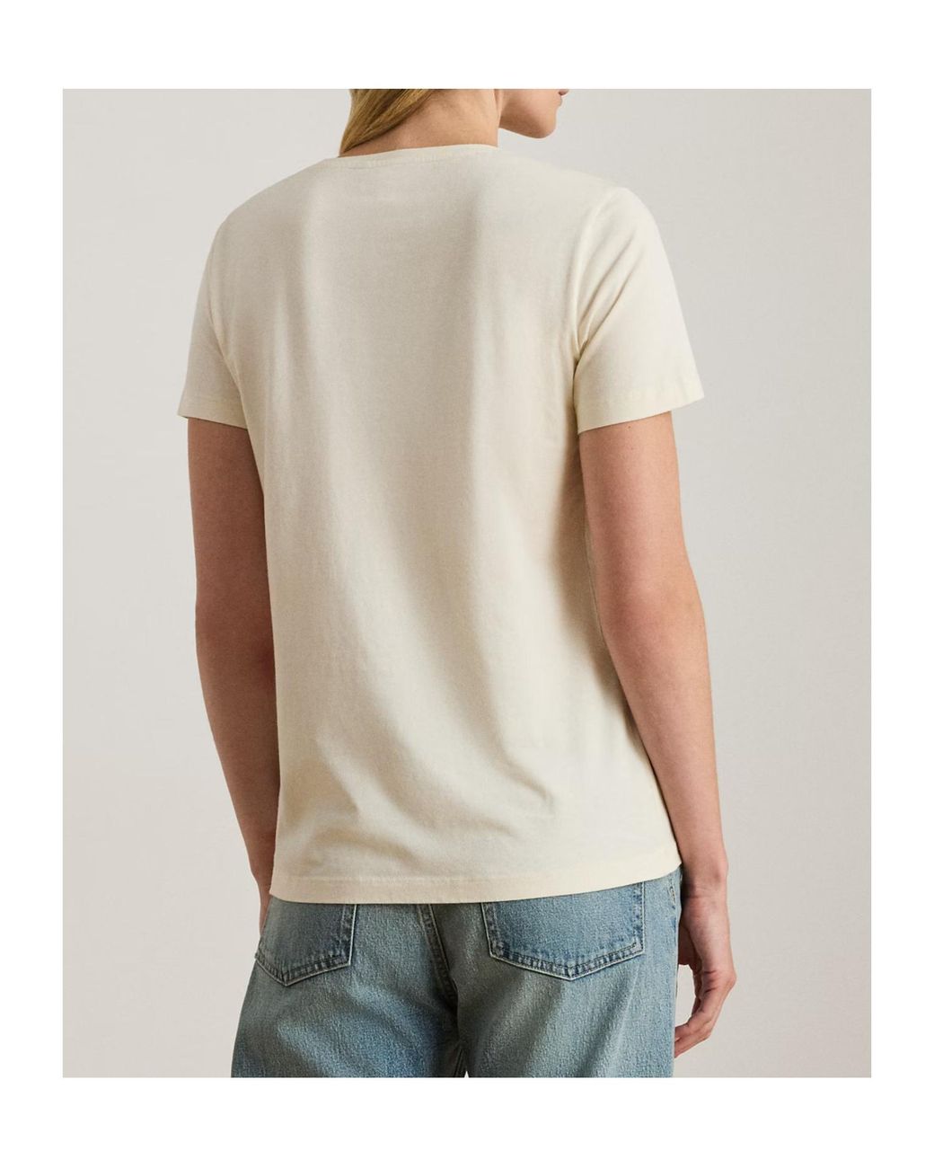 Ralph Lauren Blue Beaded Crest-Patch T-Shirt