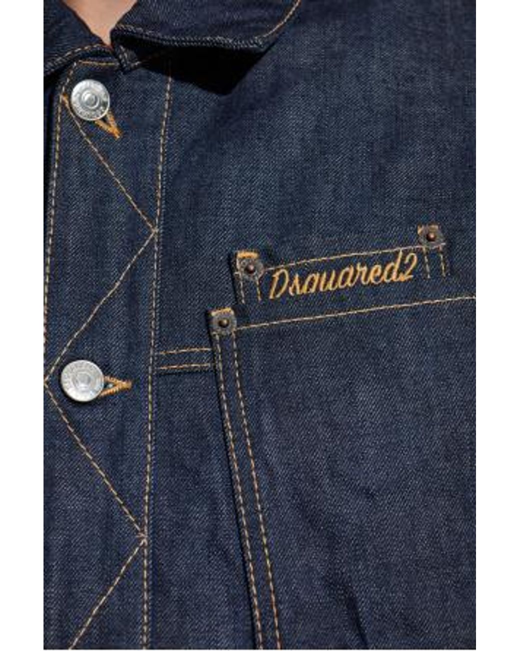 DSquared² Blue Logo Embroidered Denim Jacket for men