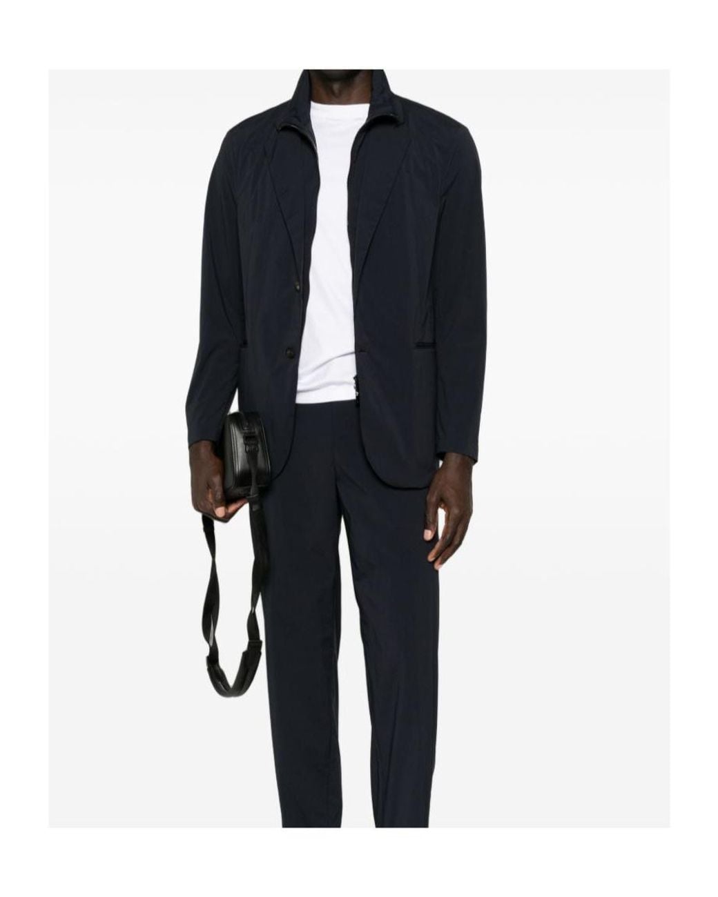 Emporio Armani Blue Detachable Stand Collar Blazer for men