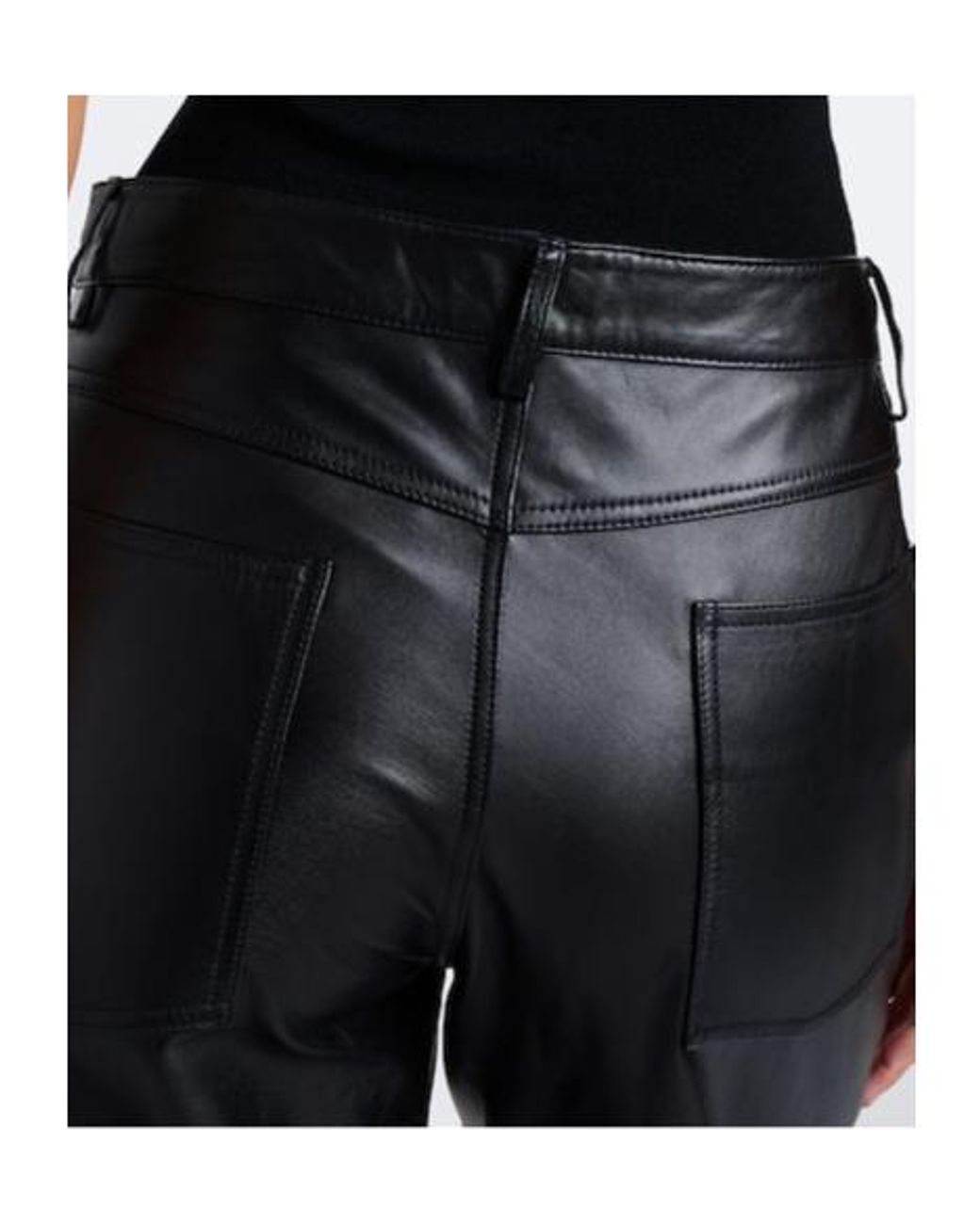 Nili Lotan Black Leather Barrel-Leg Pants