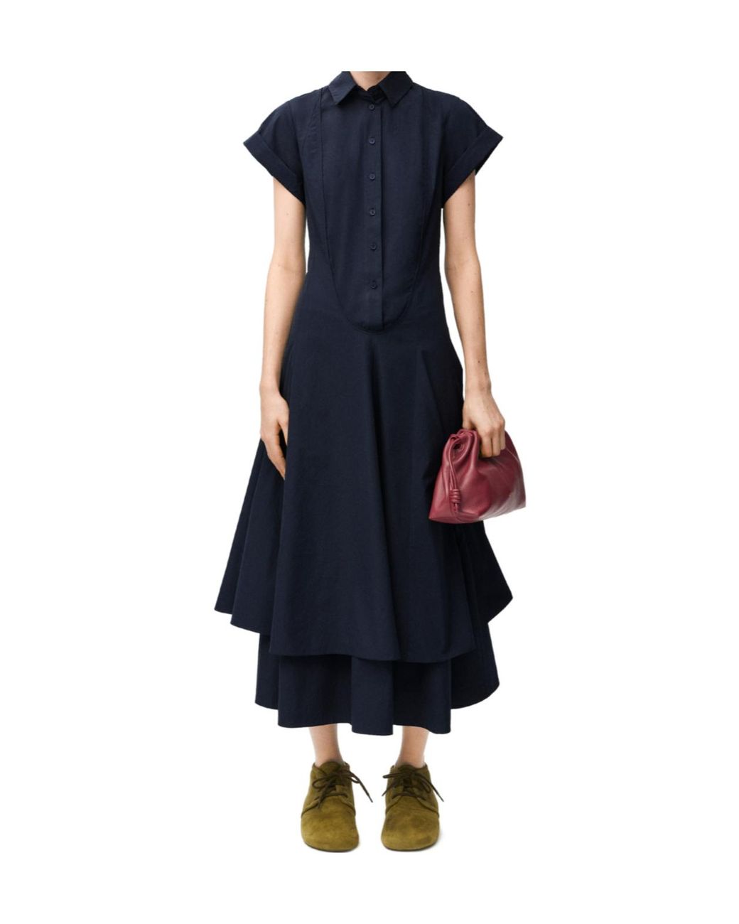 Loewe Blue Ruffle Detailed Midi Dress