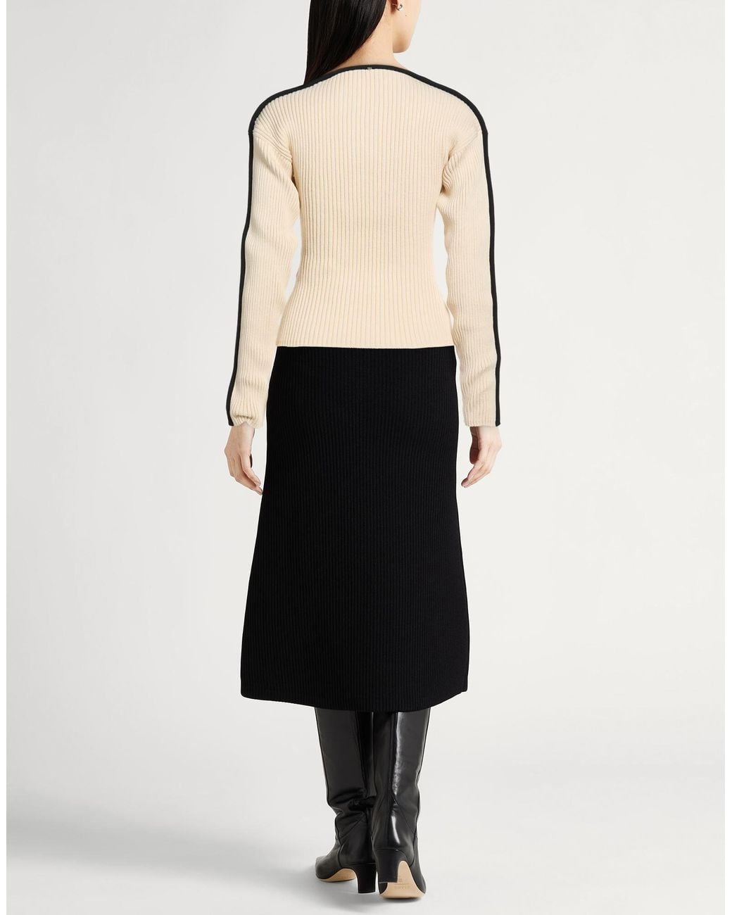 Sportmax Natural Solid Color Lightweight Knit Top