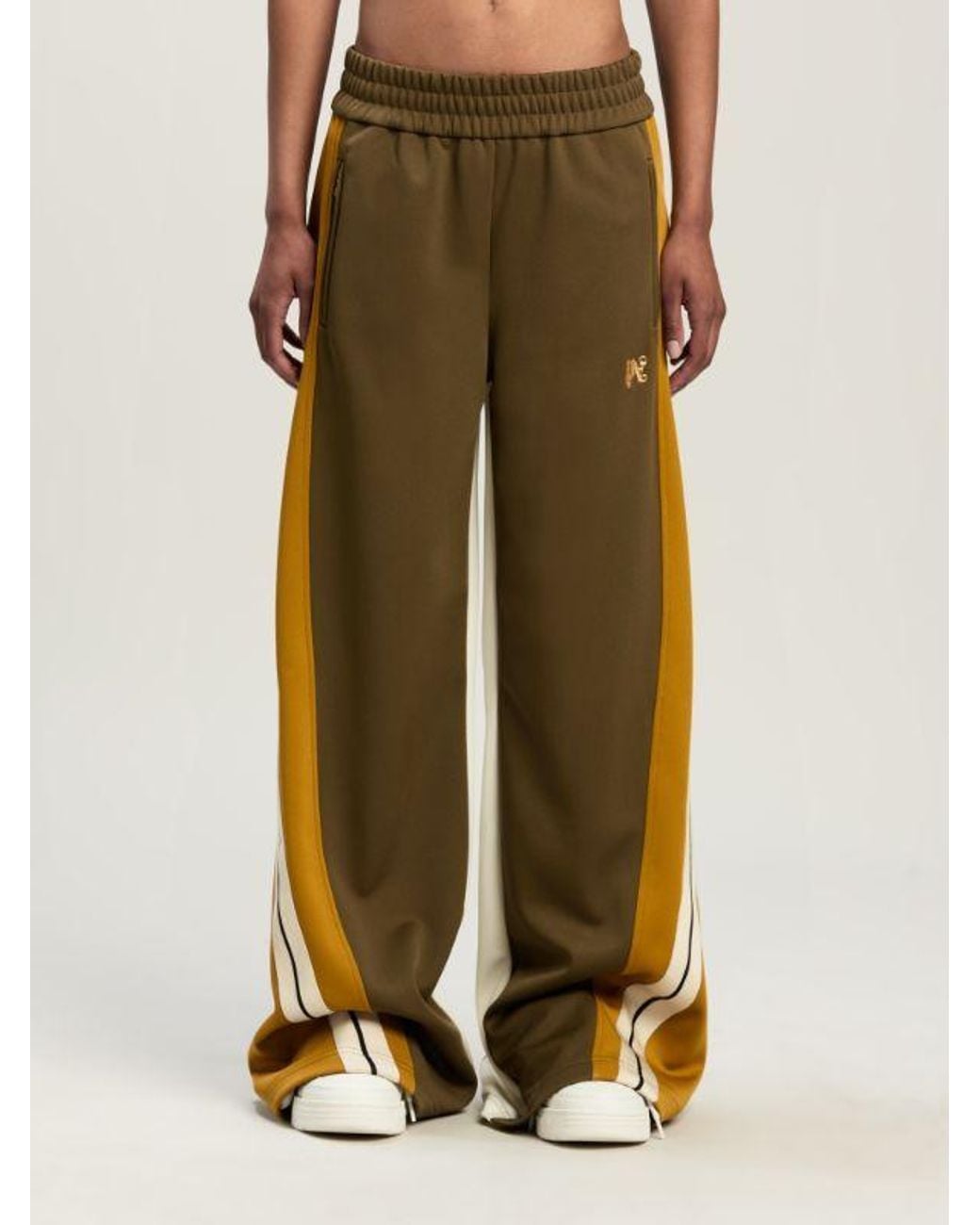Palm Angels Multicolor Logo Embroidered Wide Leg Track Pants