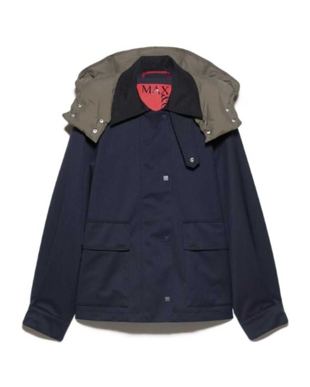 MAX&Co. Blue Hooded Gabardine Barn Jacket