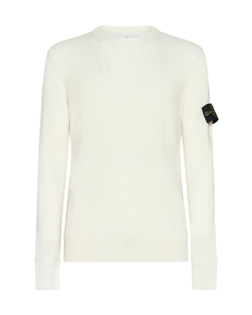 Stone Island White Logo Patch Crewneck Knitted Jumper for men