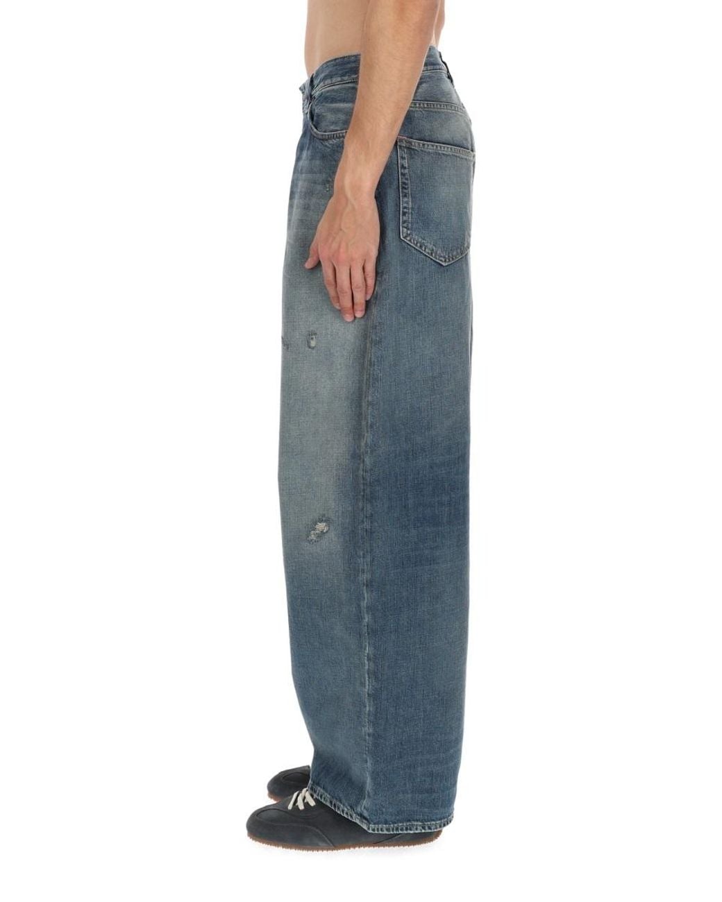 Acne Blue Loose-Fit Patch Jeans for men