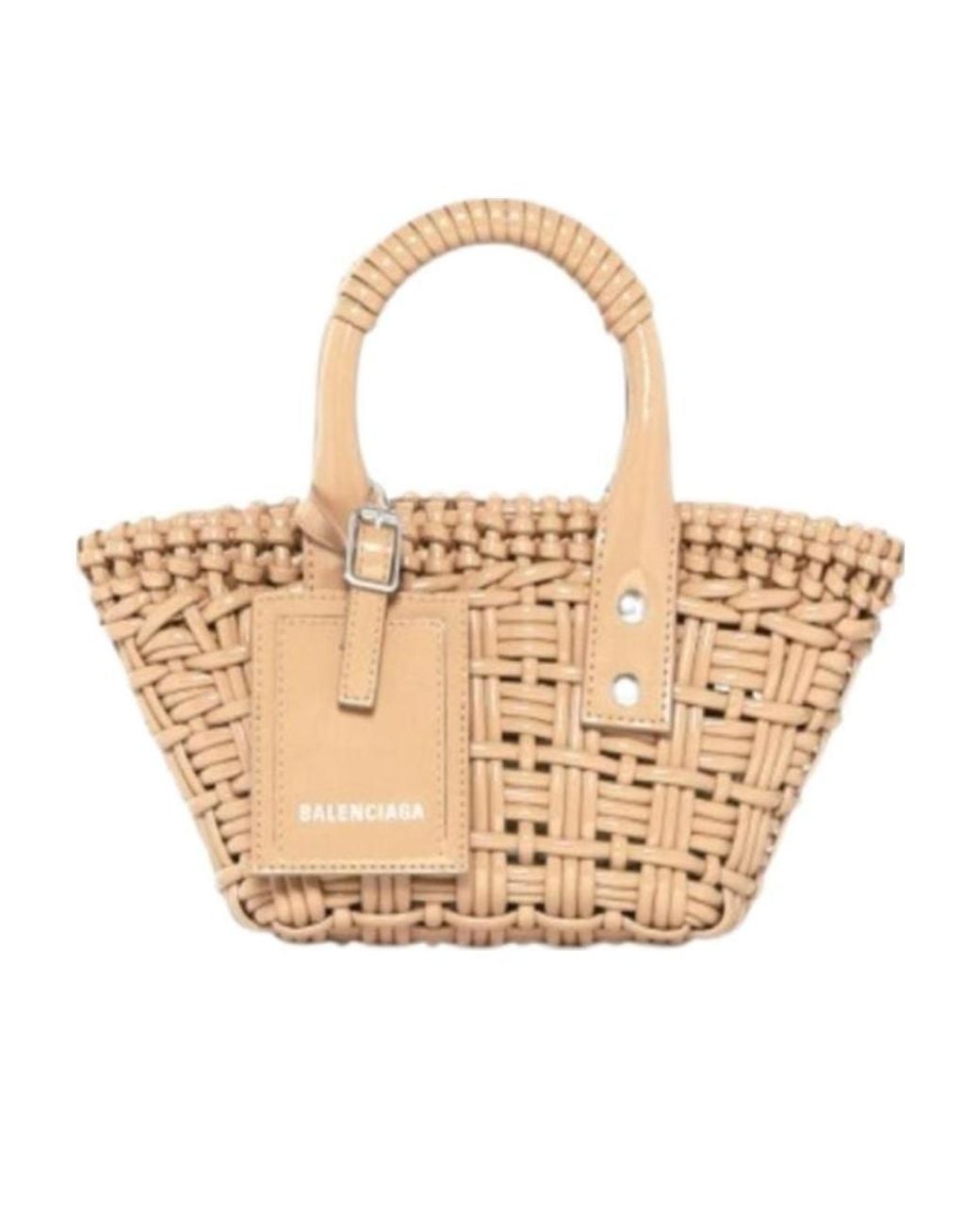 Balenciaga Natural Bistro Ultra-Small Shoulder Strap Basket Bag