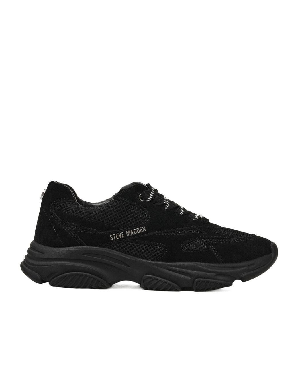 Steve Madden Black Meshpaneled Laceup Sneakers