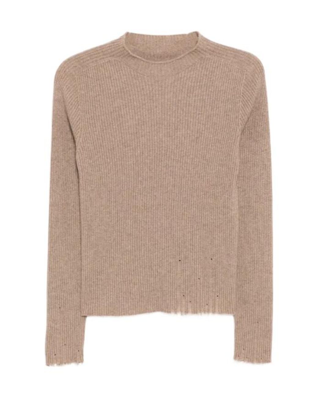 Uma Wang Brown Long-Sleeved Crew Neck Cashmere Sweater