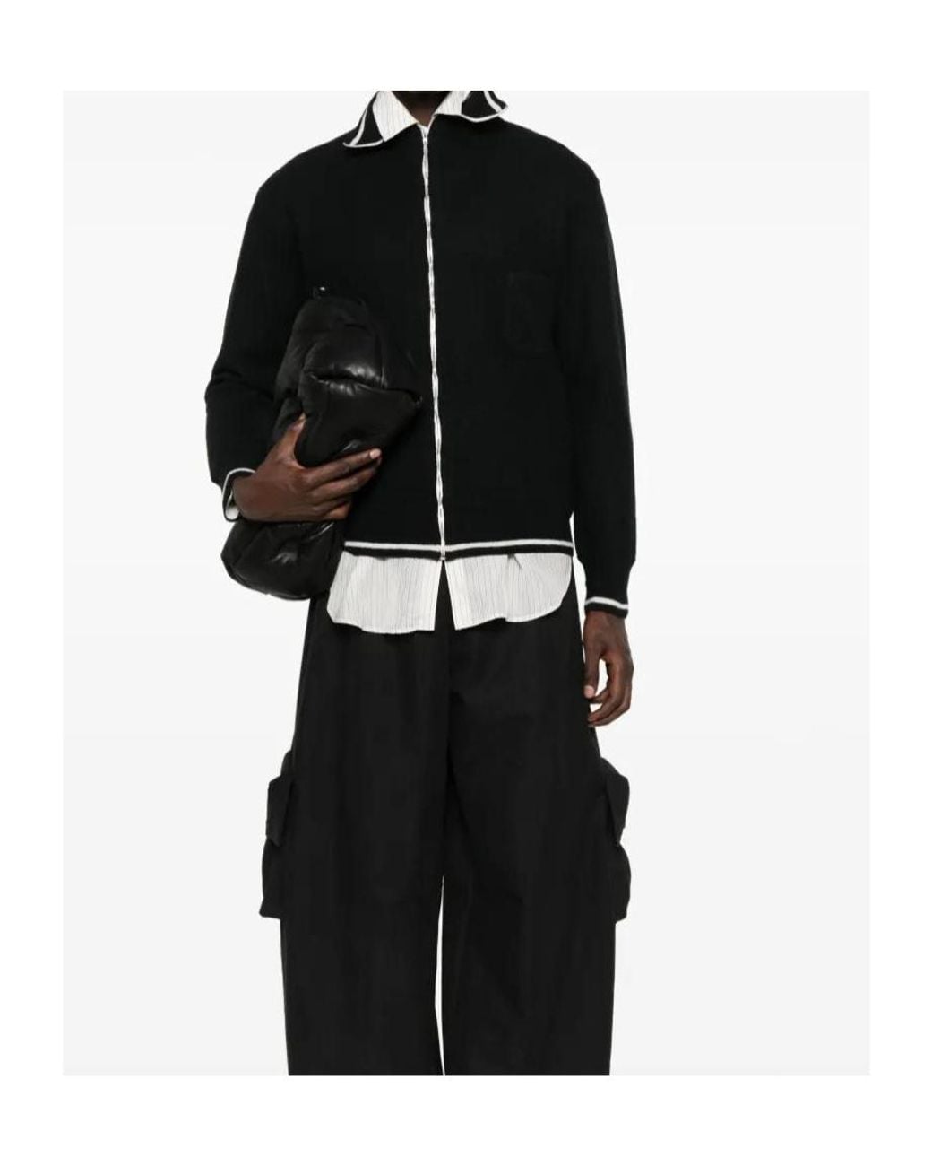 Maison Margiela Black Long Sleeve High-Neck Cardigan for men