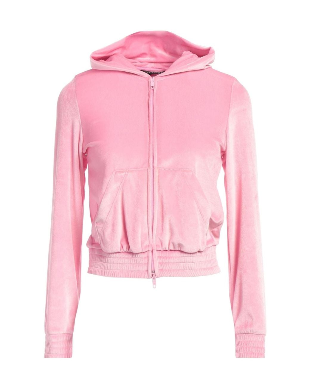 Balenciaga Pink Solid Color Hooded Sweatshirt Jacket