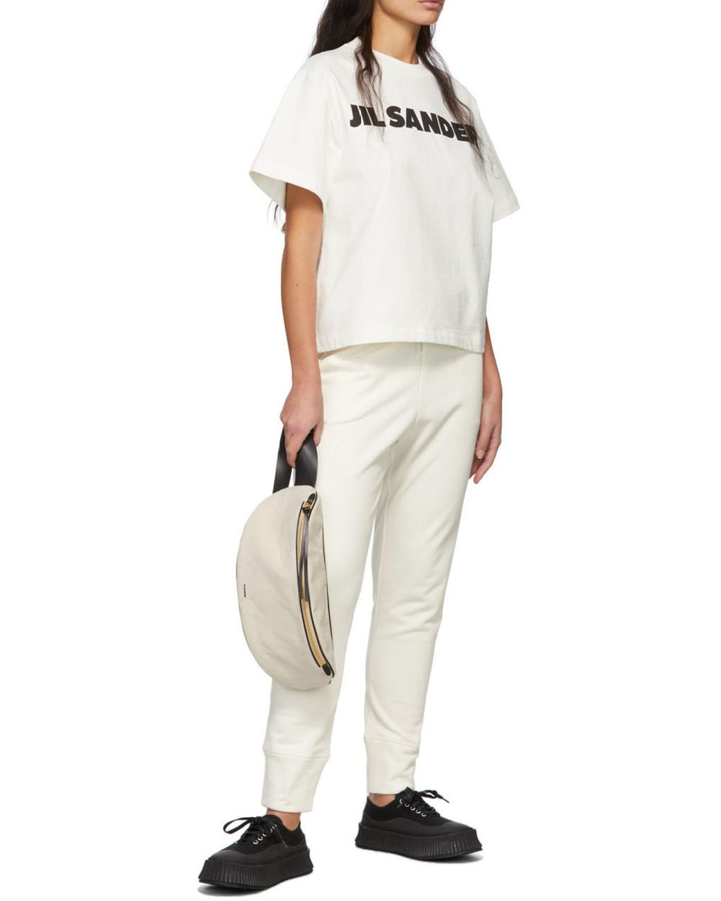 Jil Sander White Drawstring Tapered Track Pants