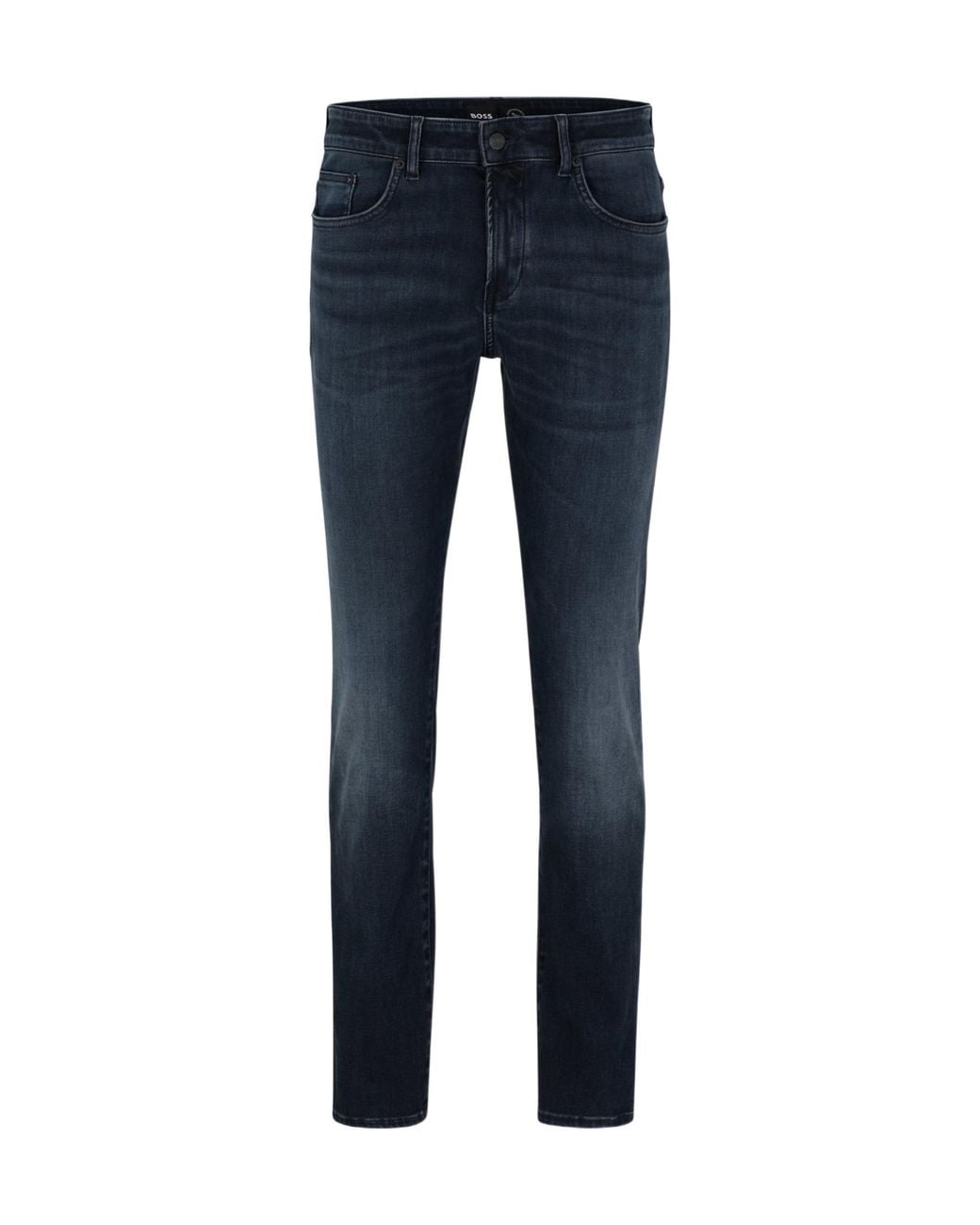 Boss Blue Logo-Patch Cotton Jeans for men