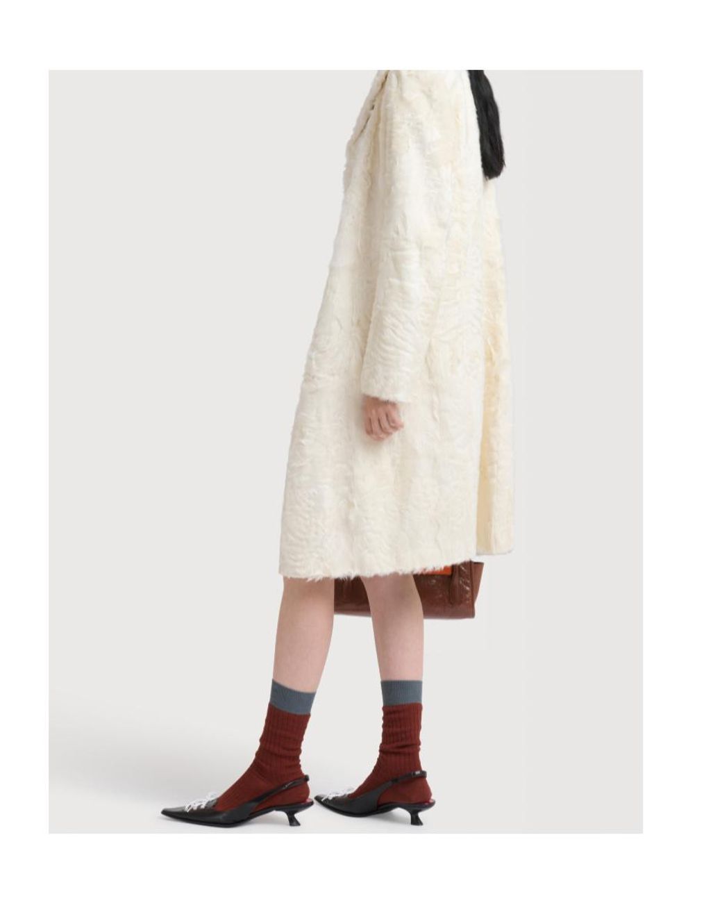 Marni White Wavy Lamb Fur Coat