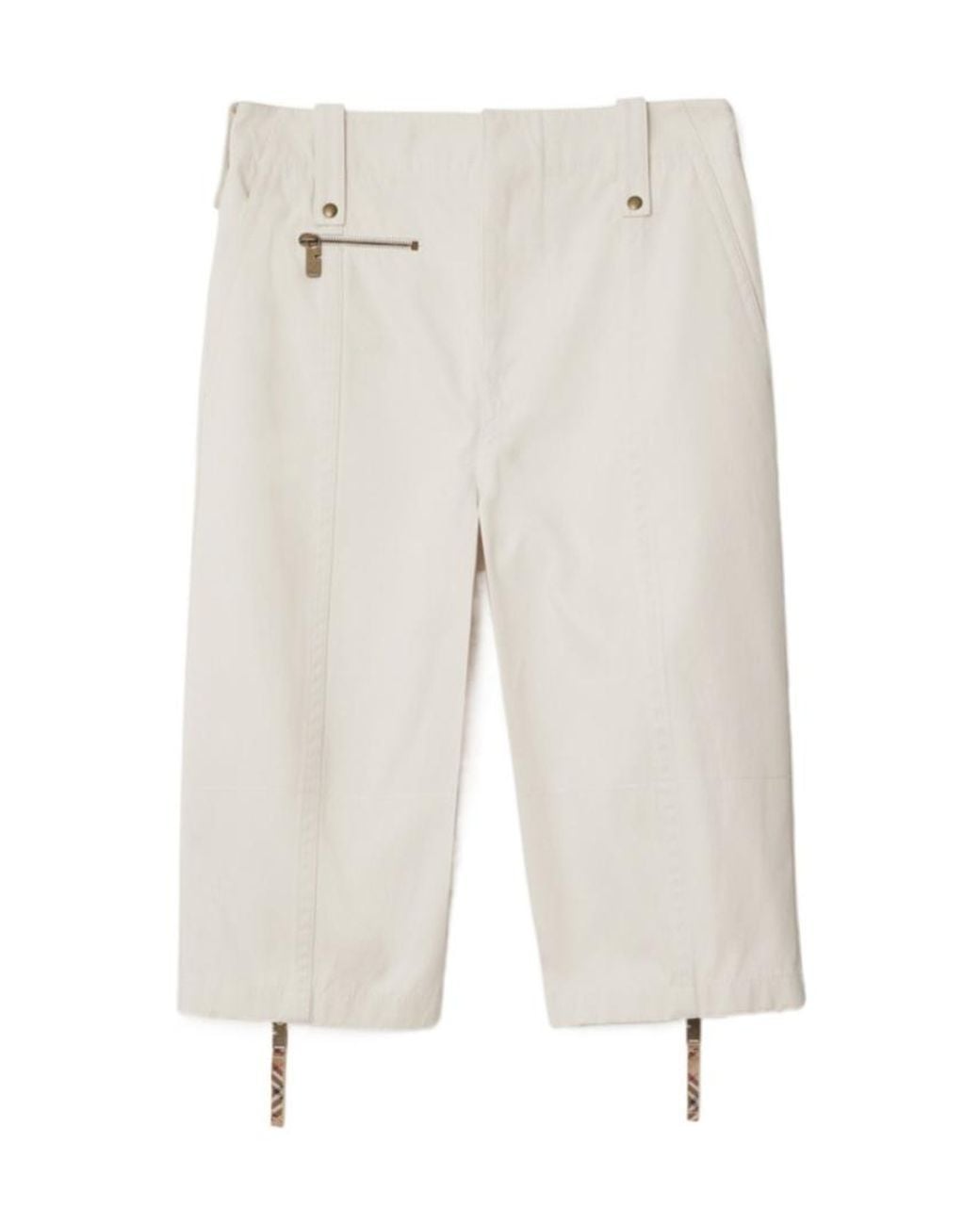 Burberry White Capri Zip-Hem Bermuda Shorts