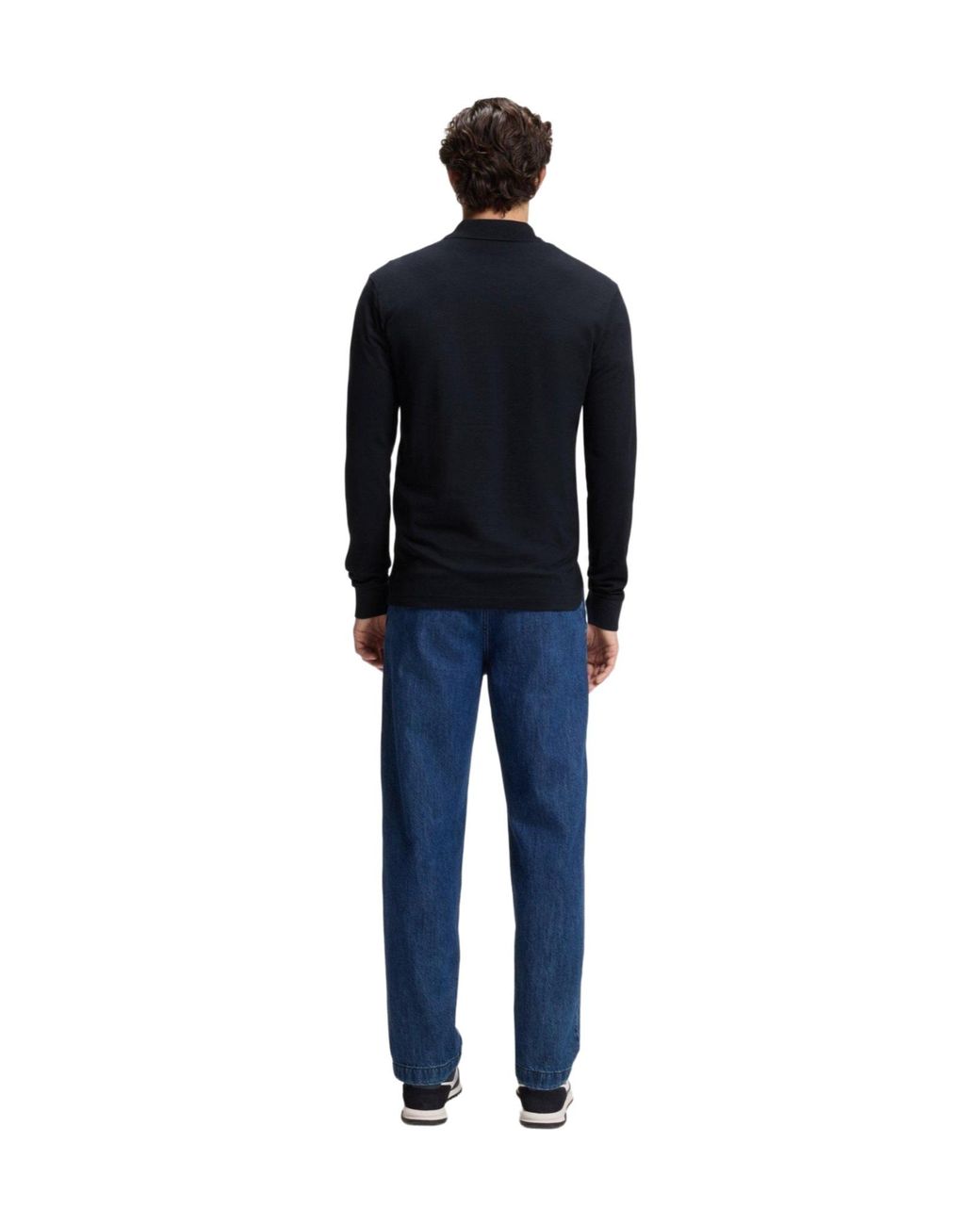 Boss Blue Collared Longsleeve Polo Shirt for men