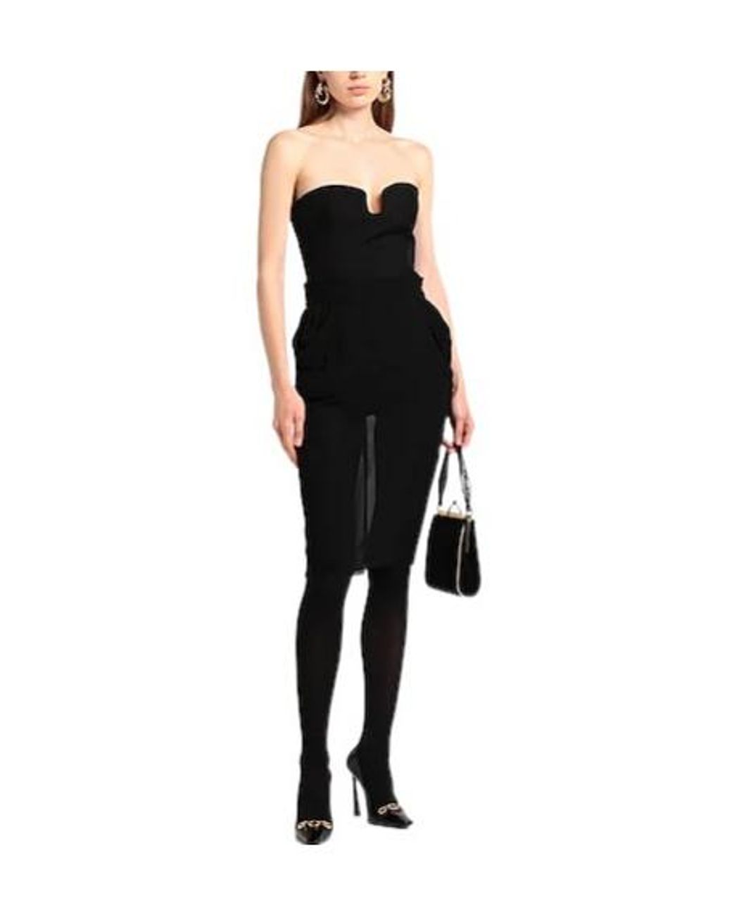 Saint Laurent Black Minimalist Solid Colour Midi Skirt