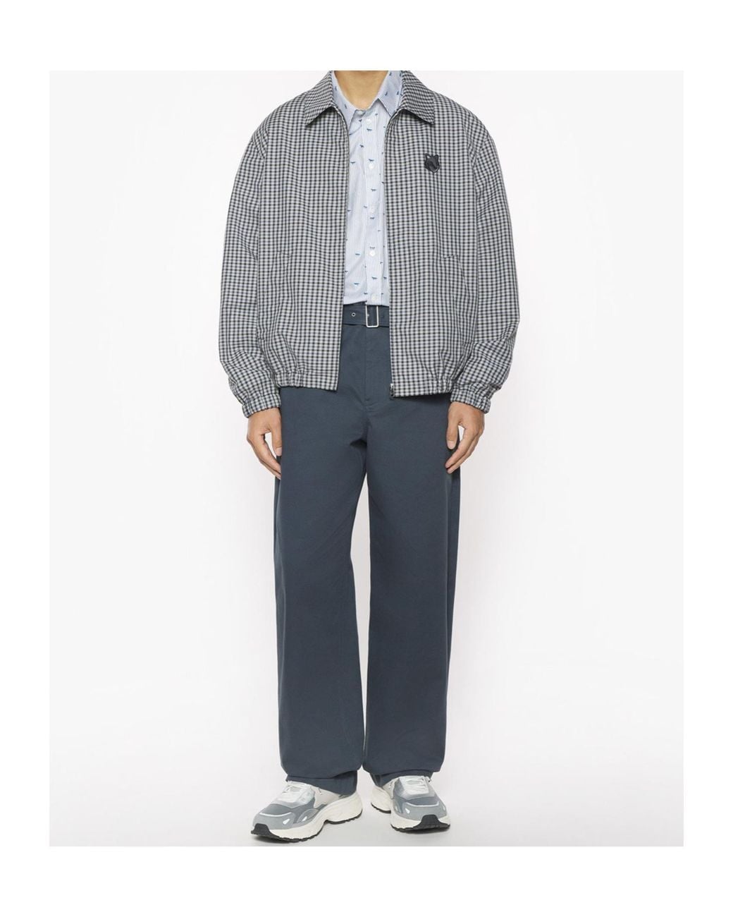 Maison Kitsuné Gray Maison Kitsuné Fox-Head Patch Zipped Jacket