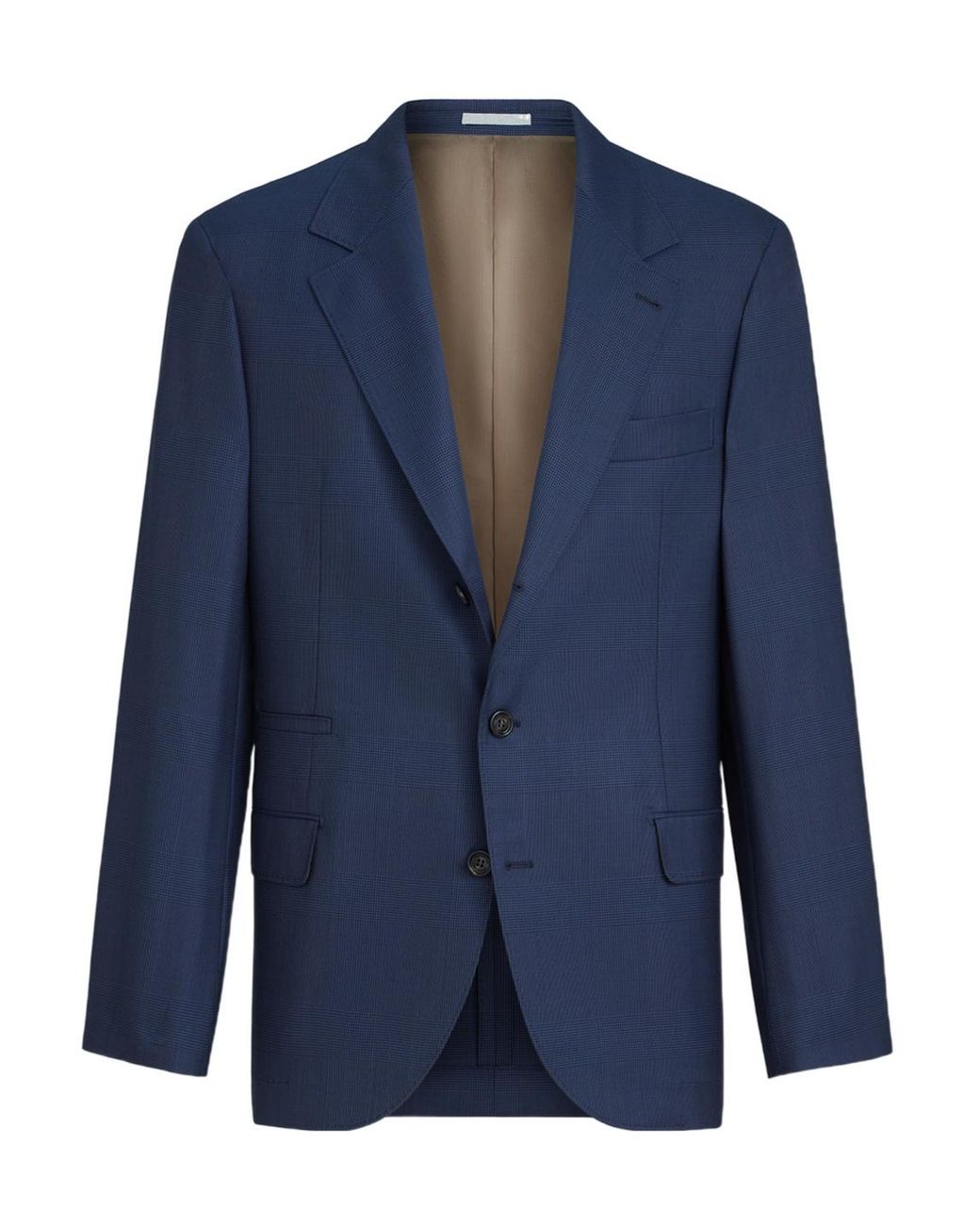 Brunello Cucinelli Blue Super 150S Virgin Wool Prince Of Wales Jacket for men