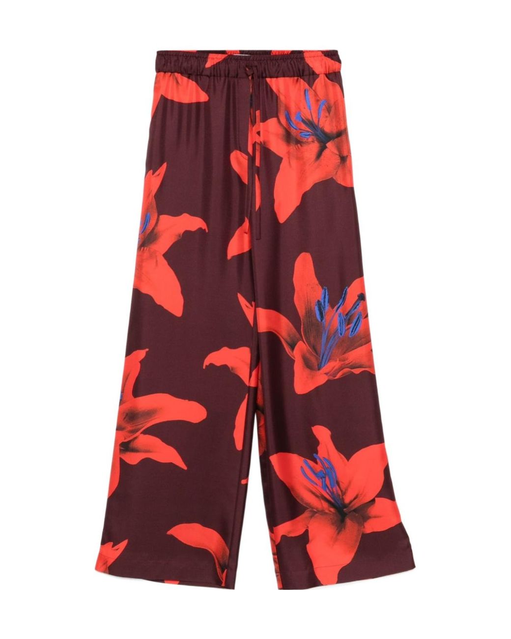 McQueen Red Floral Print Pants