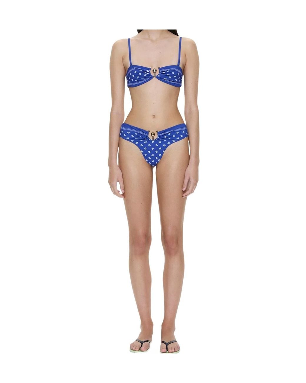 Christopher Esber Blue Ruched Bandeau Bikini Top