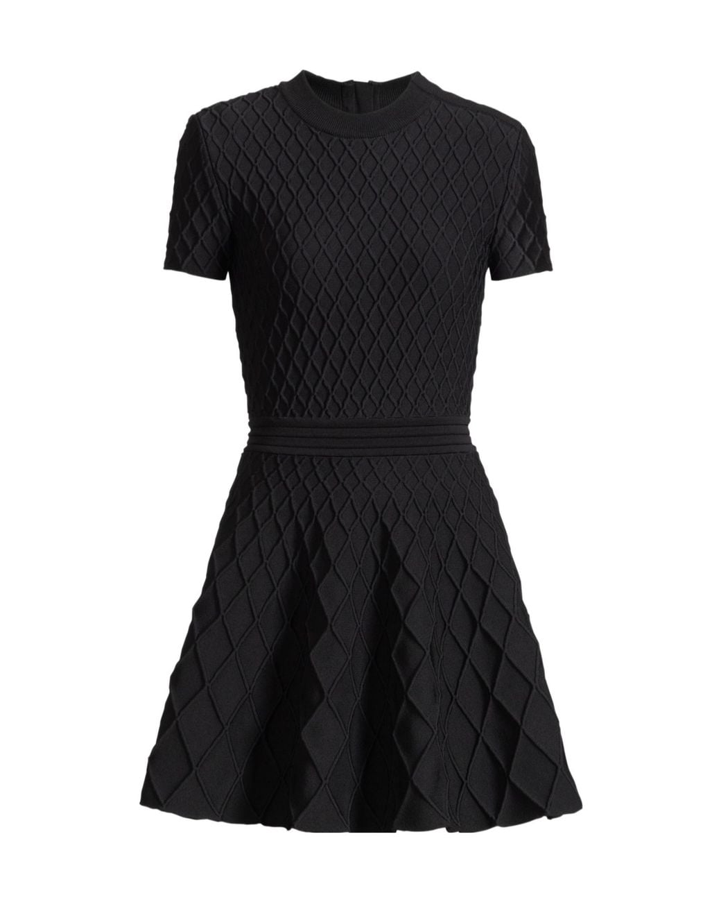 Balmain Black Knitted Flared Mini Dress