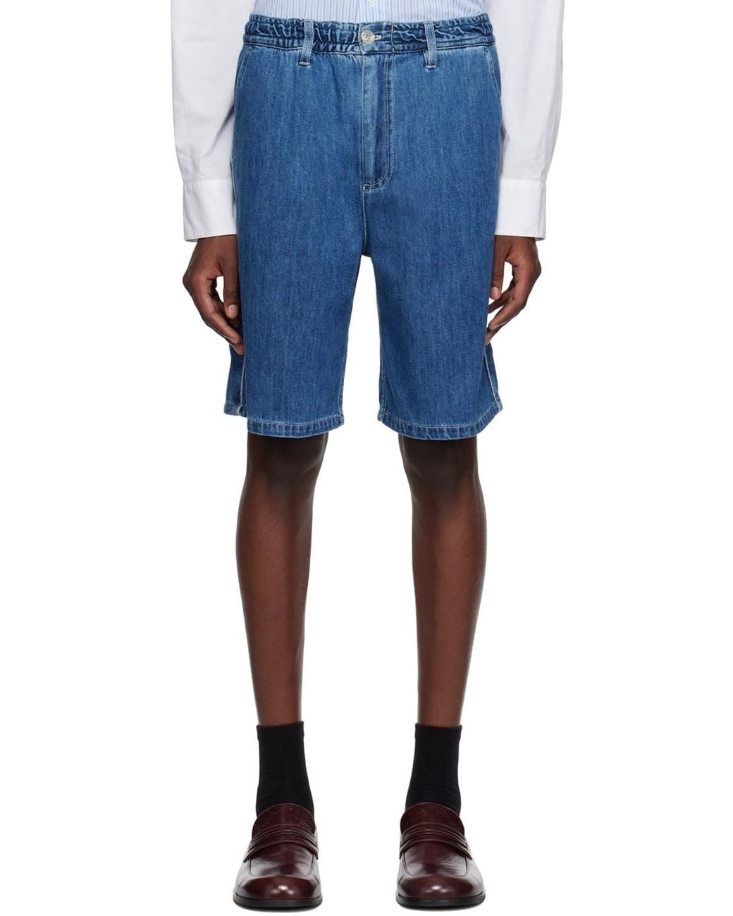 Marni Blue Elastic Waist Denim Shorts for men