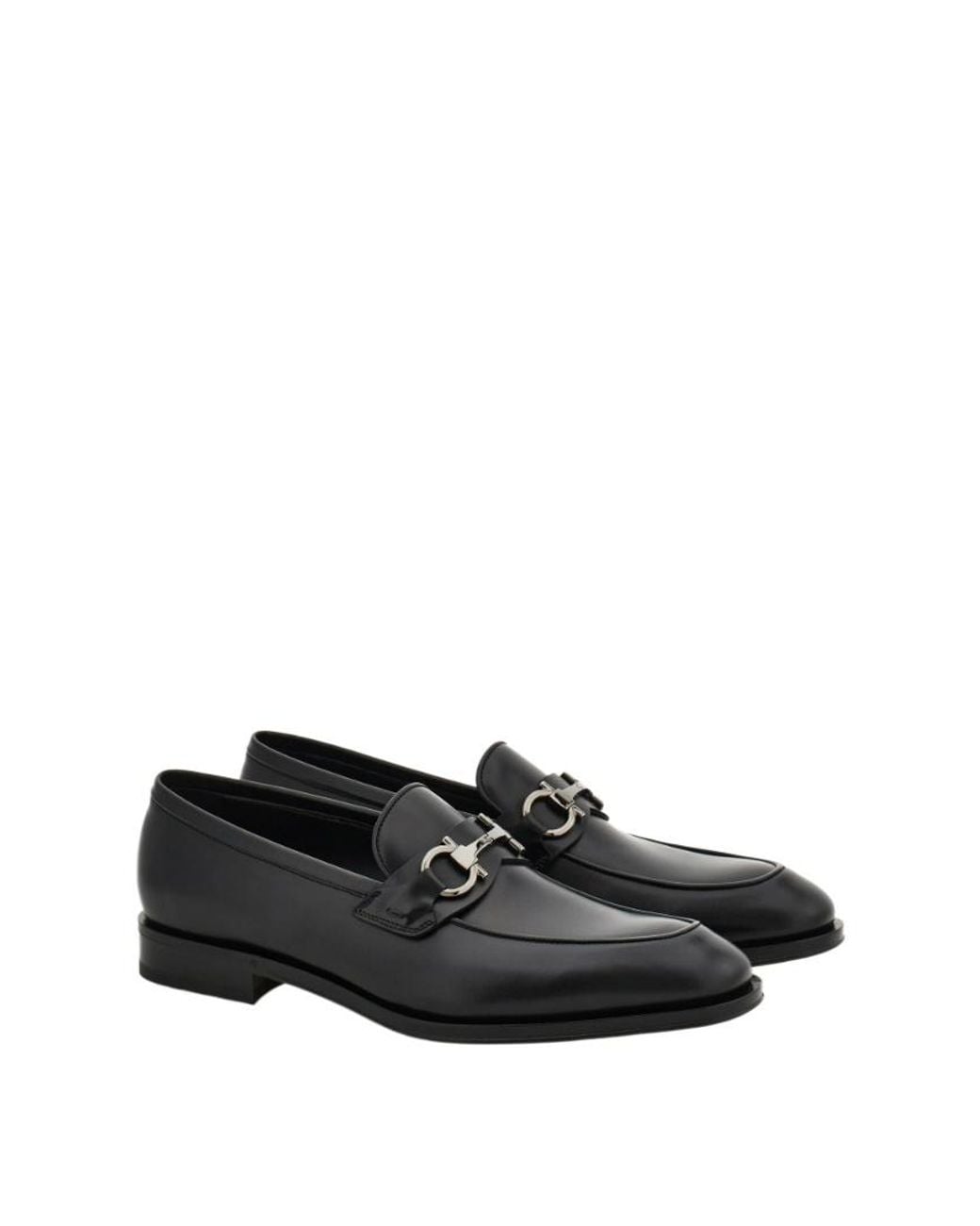 Ferragamo Black Ferragamo Gancini Buckle Loafers for men