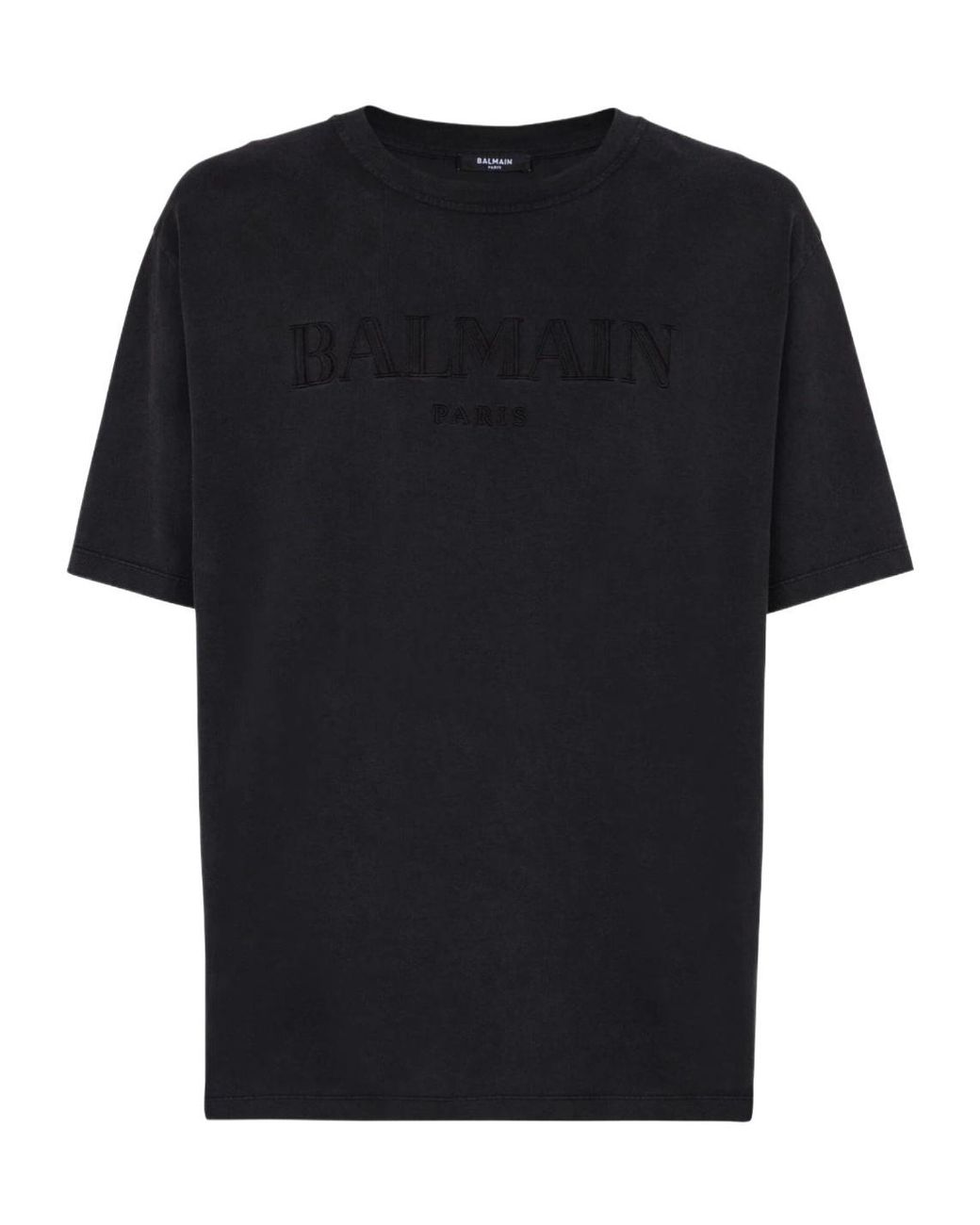 Balmain Black Logo Embroidered Crewneck T-Shirt for men