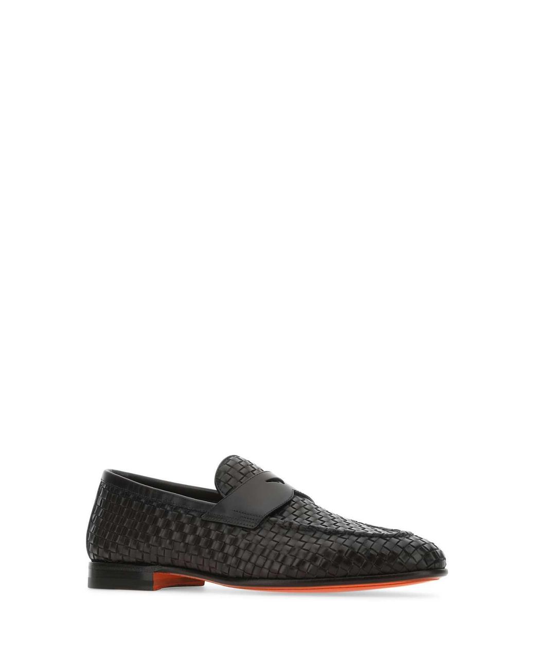 Santoni Black Chocolate Leather Loafers for men