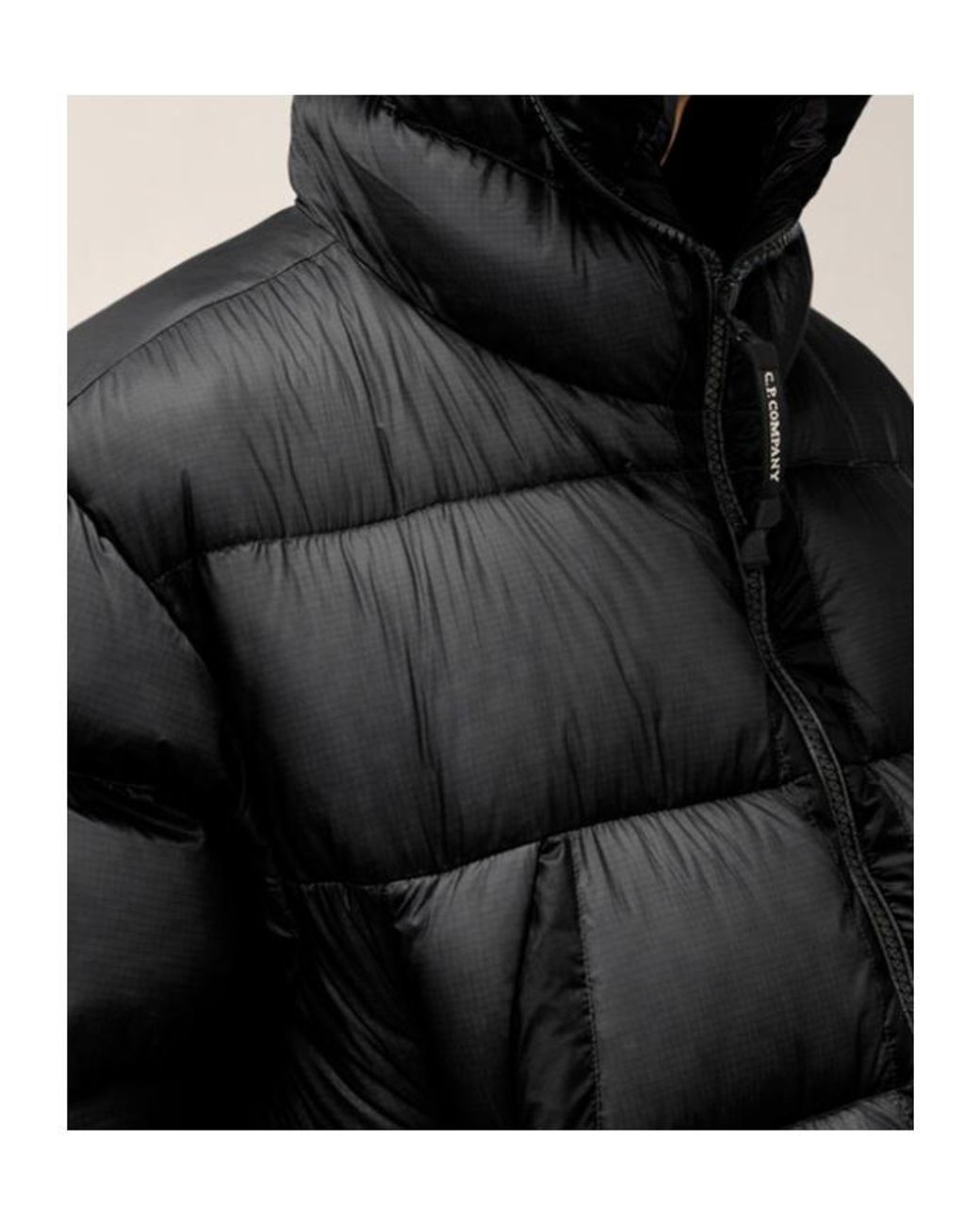 C P Company Black Explorer Hooded Down Jacket for men