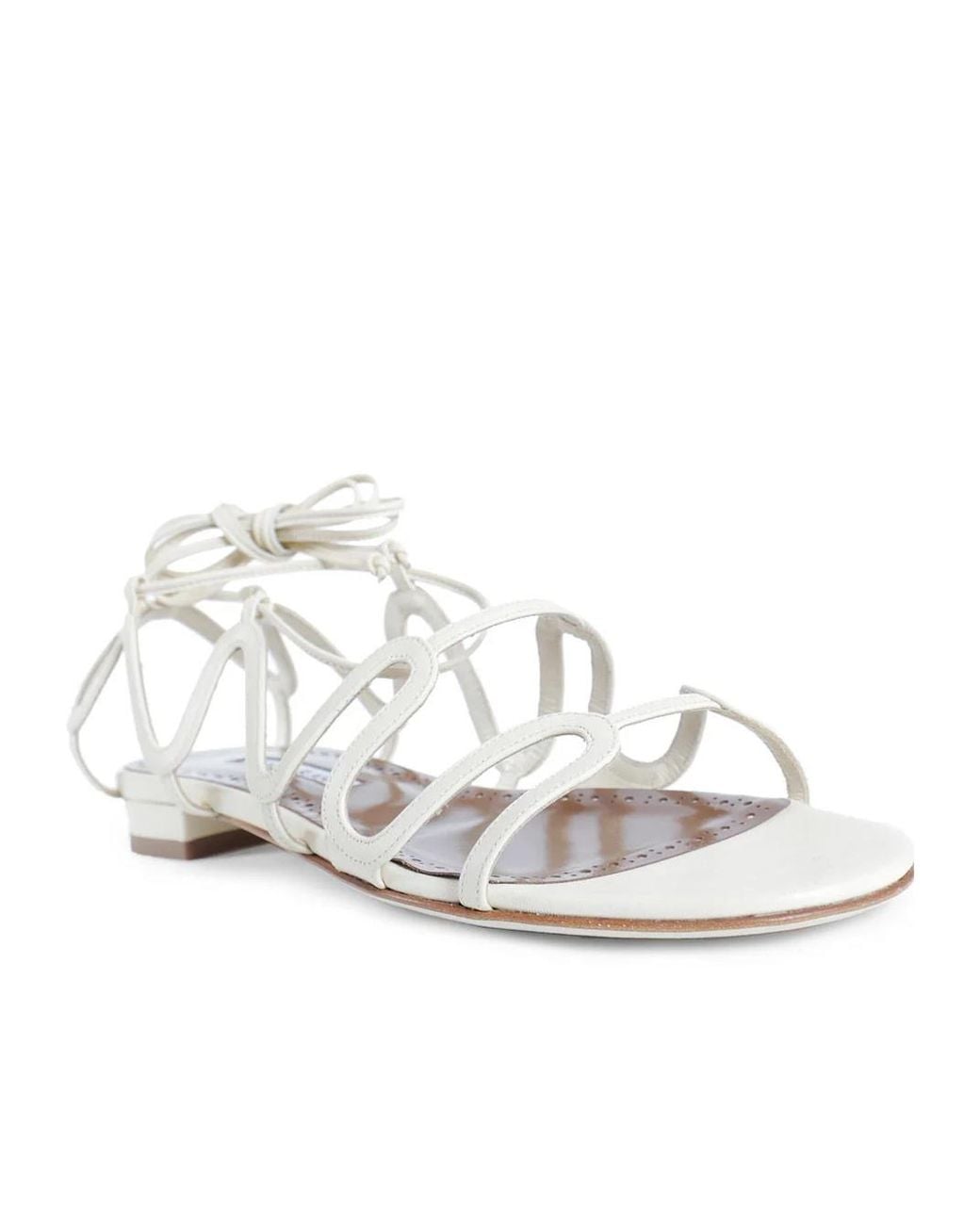 Manolo Blahnik White Fawdaflat Flat Sandals