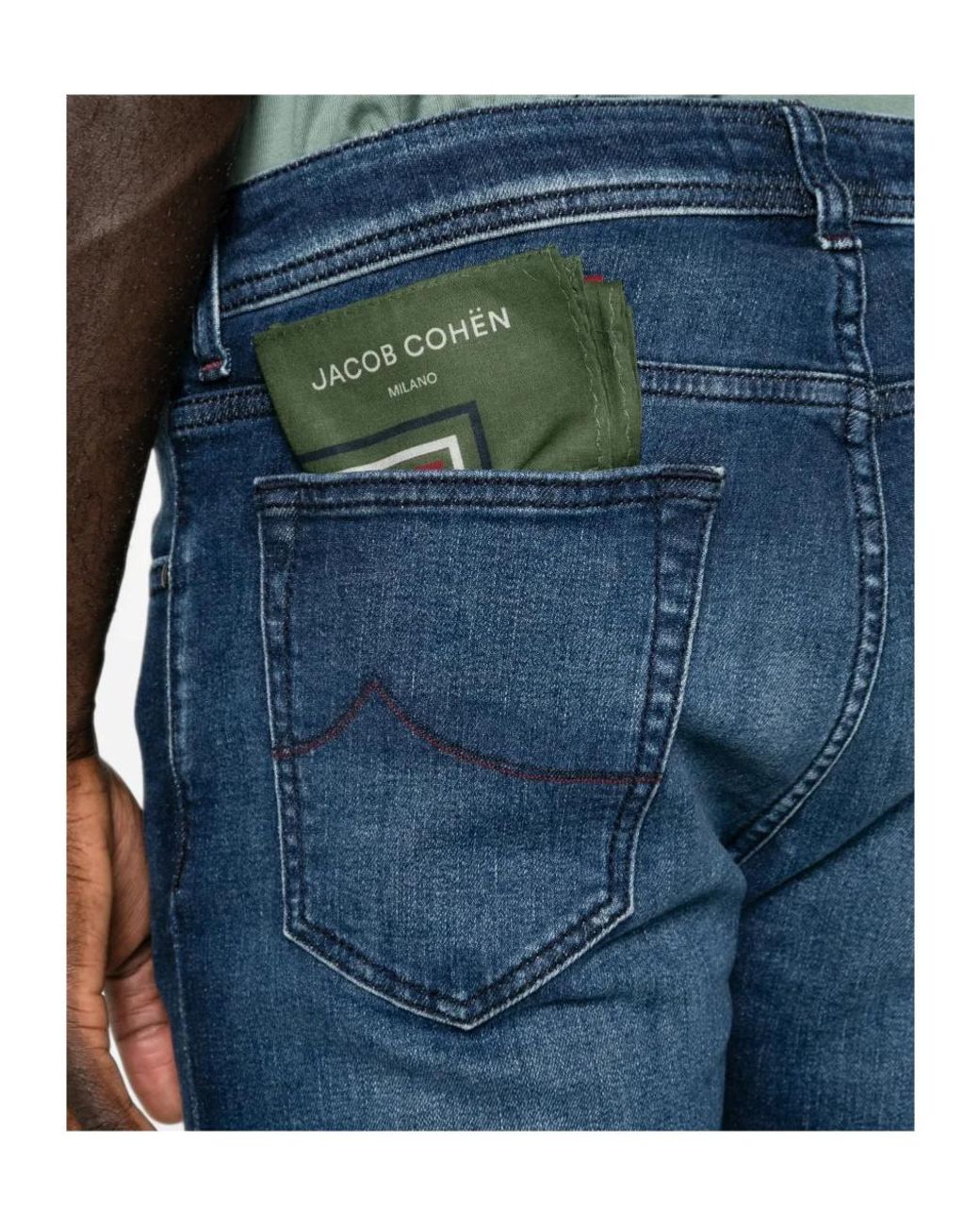 Jacob Cohen Blue Logo-Patch Pocket Jeans for men