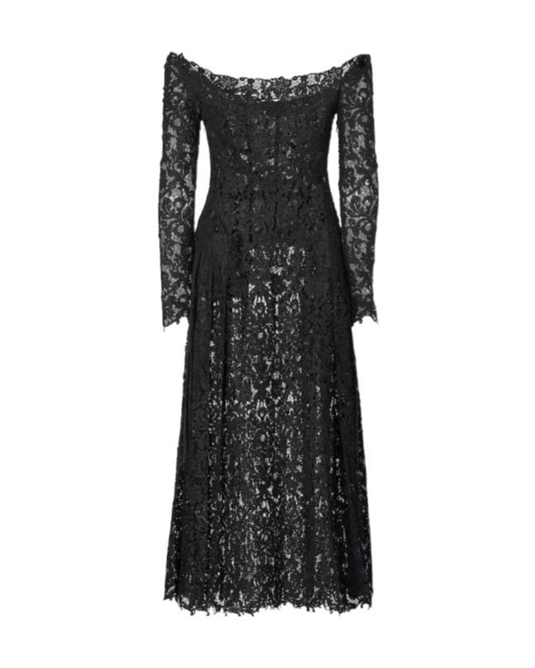 Fendi Black Off-Shoulder Bustier Laced Midi Dress