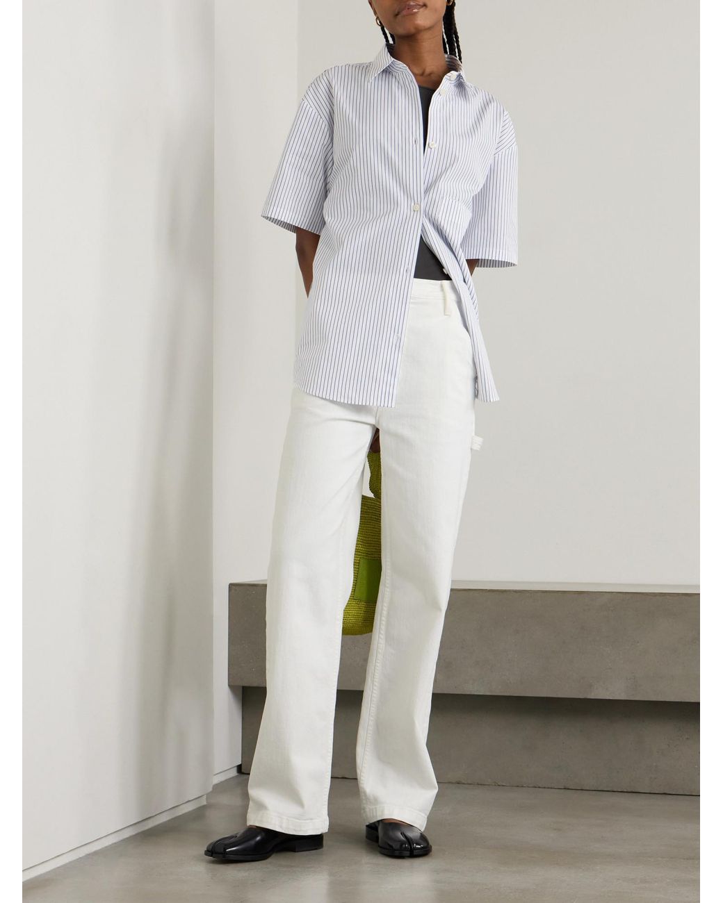 Mother White High-Rise Straight-Leg Jeans