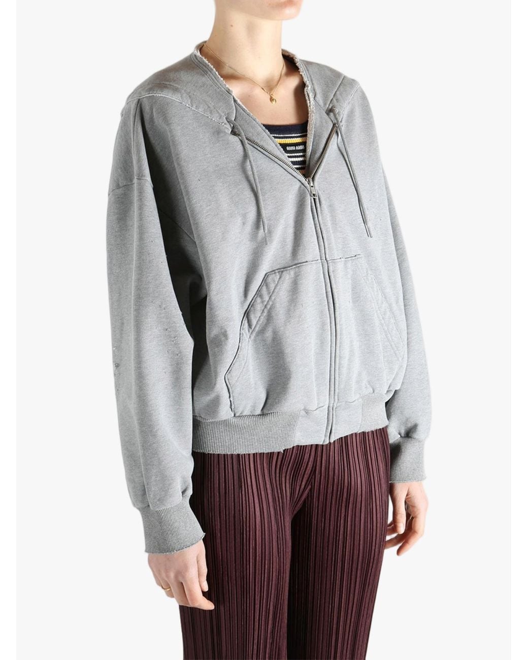 MM6 by Maison Margiela Gray Distressed Drawstring Jacket