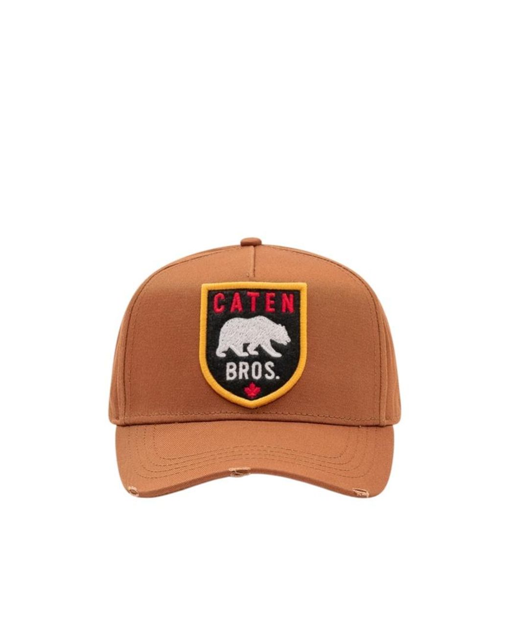 DSquared² Brown Logo-Patch Distressed Baseball Cap for men