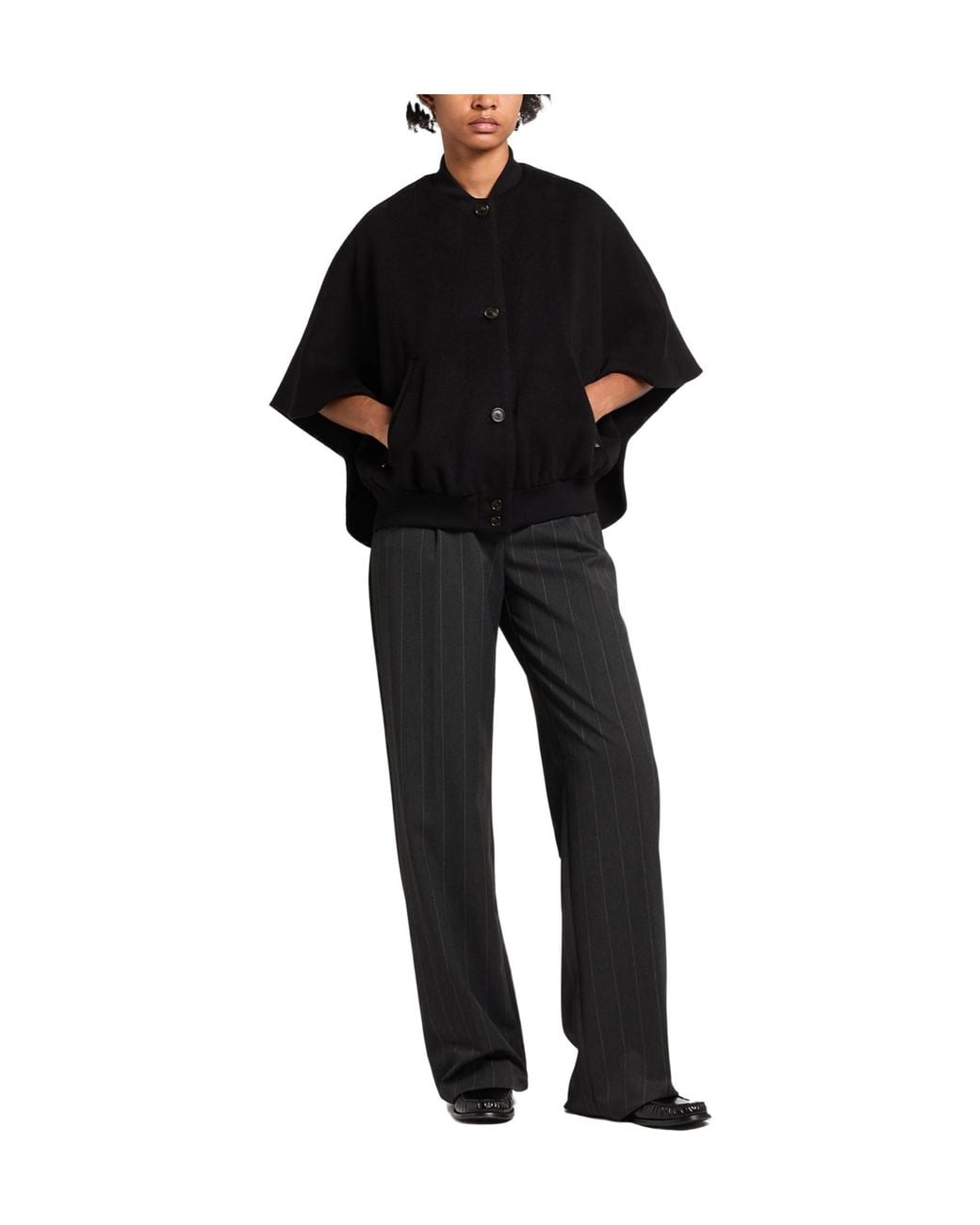 Max Mara Black Solid-Color Cashmere Coat