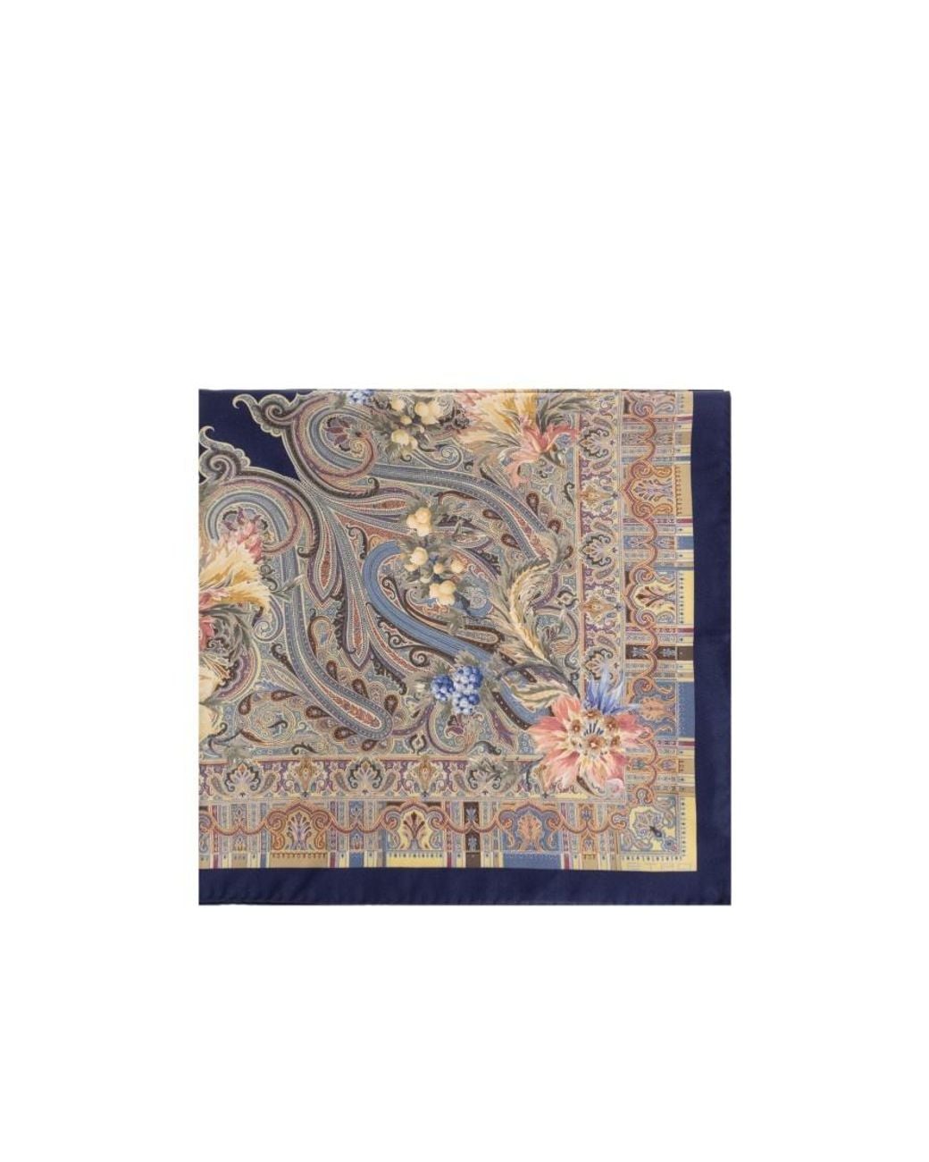 Etro Gray Paisley Floral Square Scarf