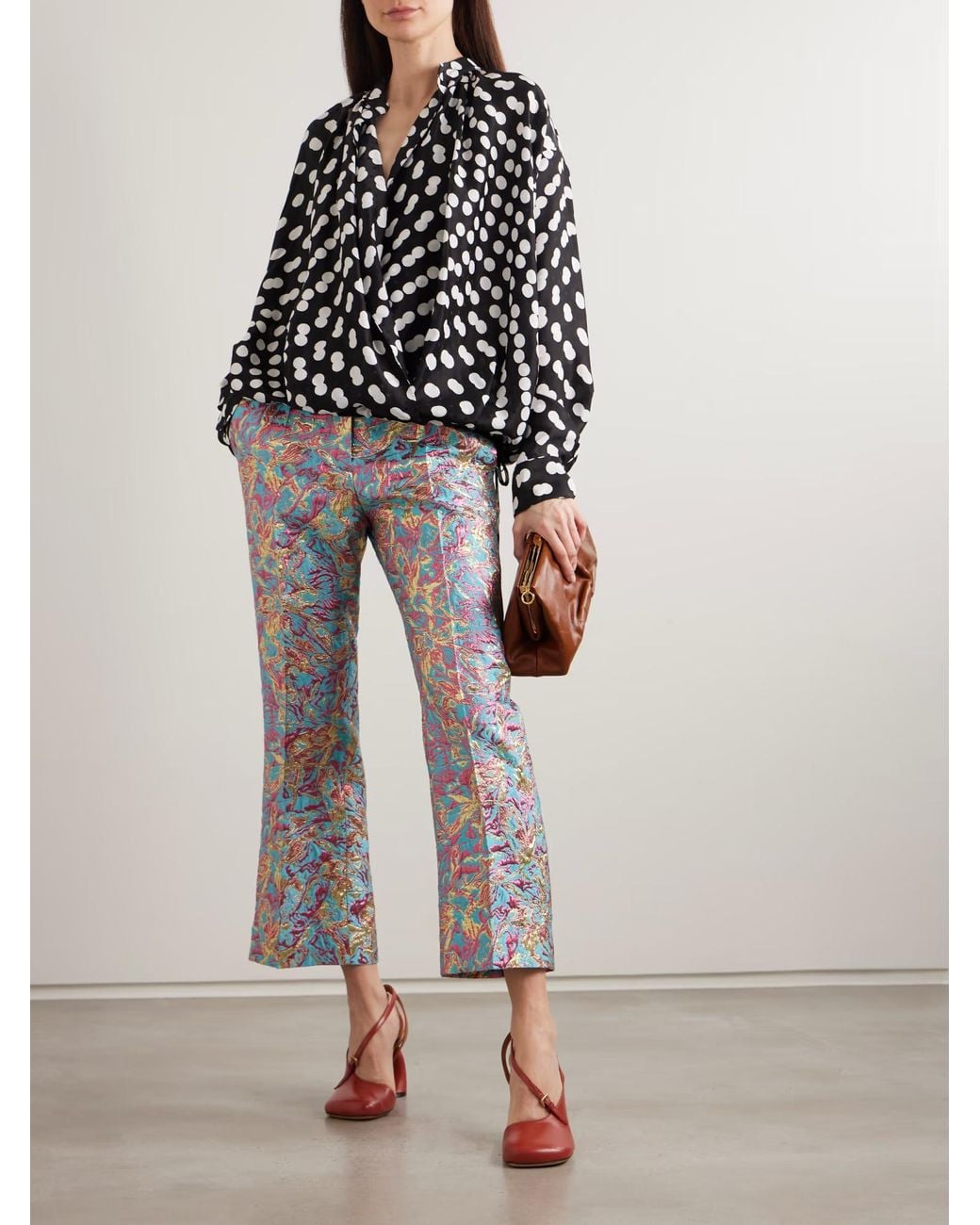 Dries Van Noten Blue Jacquard Casual Pants