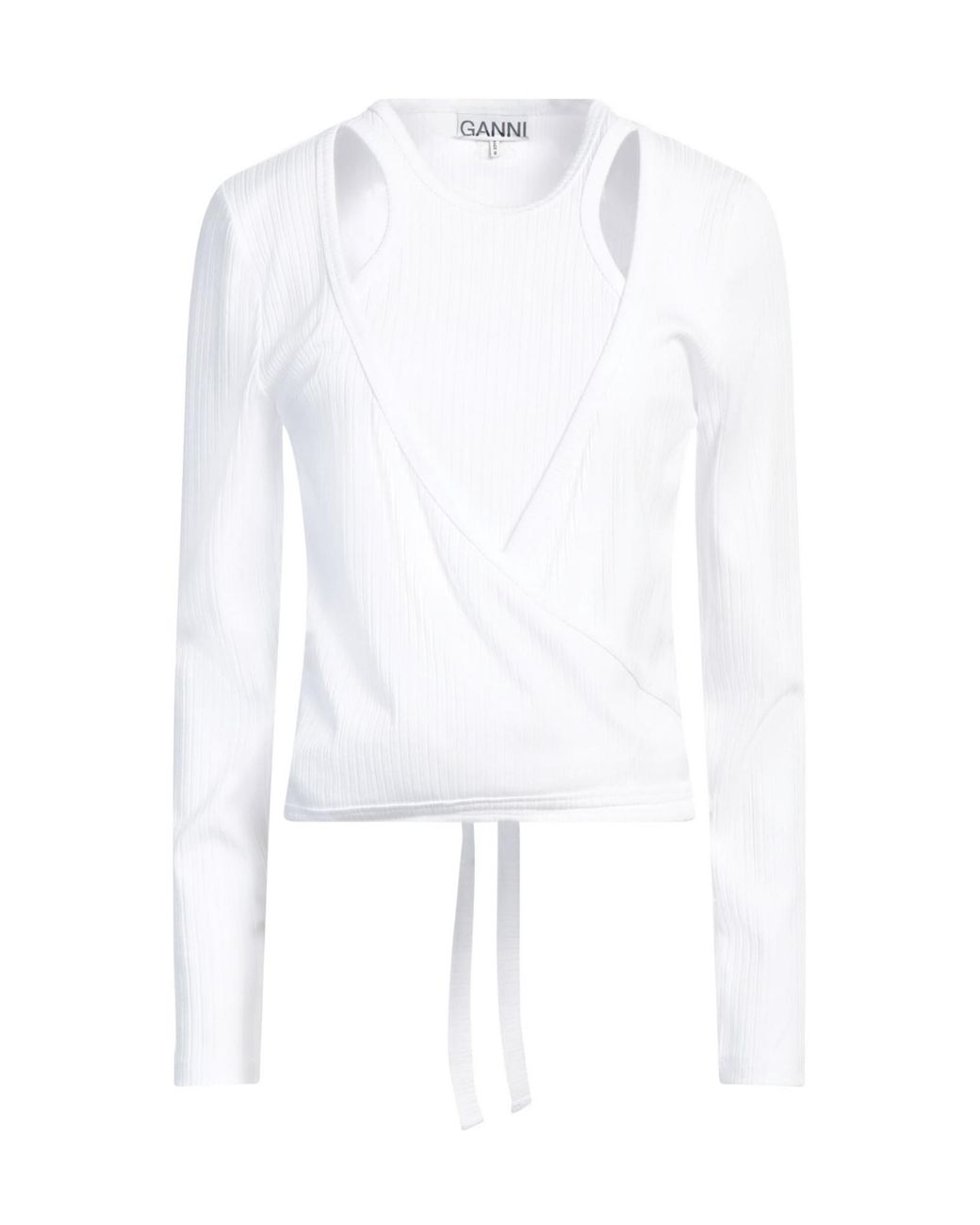 Ganni White Solid Long Sleeve T-Shirt