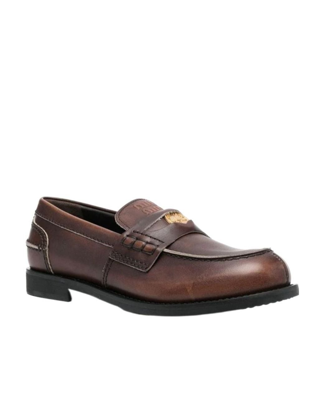 Miu Miu Brown Leather Penny Loafers