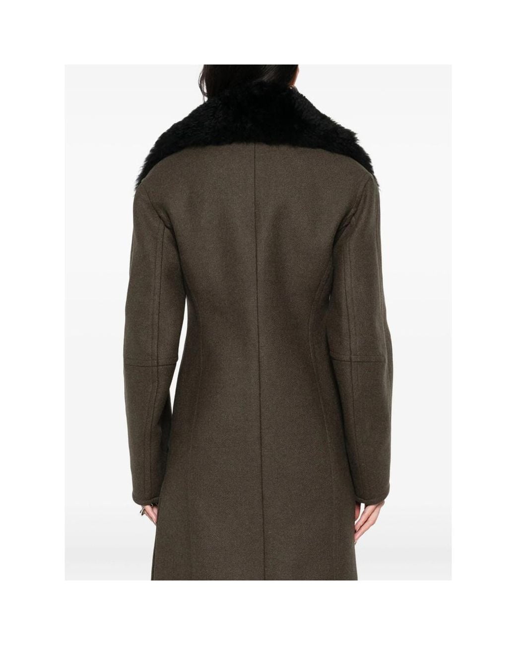 Blumarine Multicolor Single-Breasted Shearling Detailed Coat