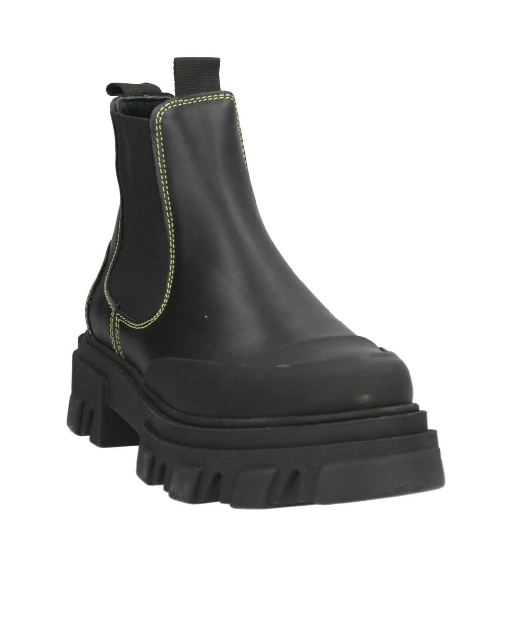 Ganni Black Leather Block-Heel Boots
