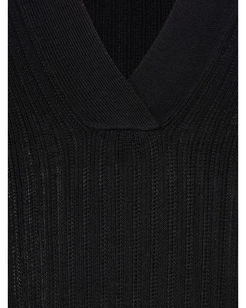 Max Mara Blue Gergo Ribbed Polo Knitted Top