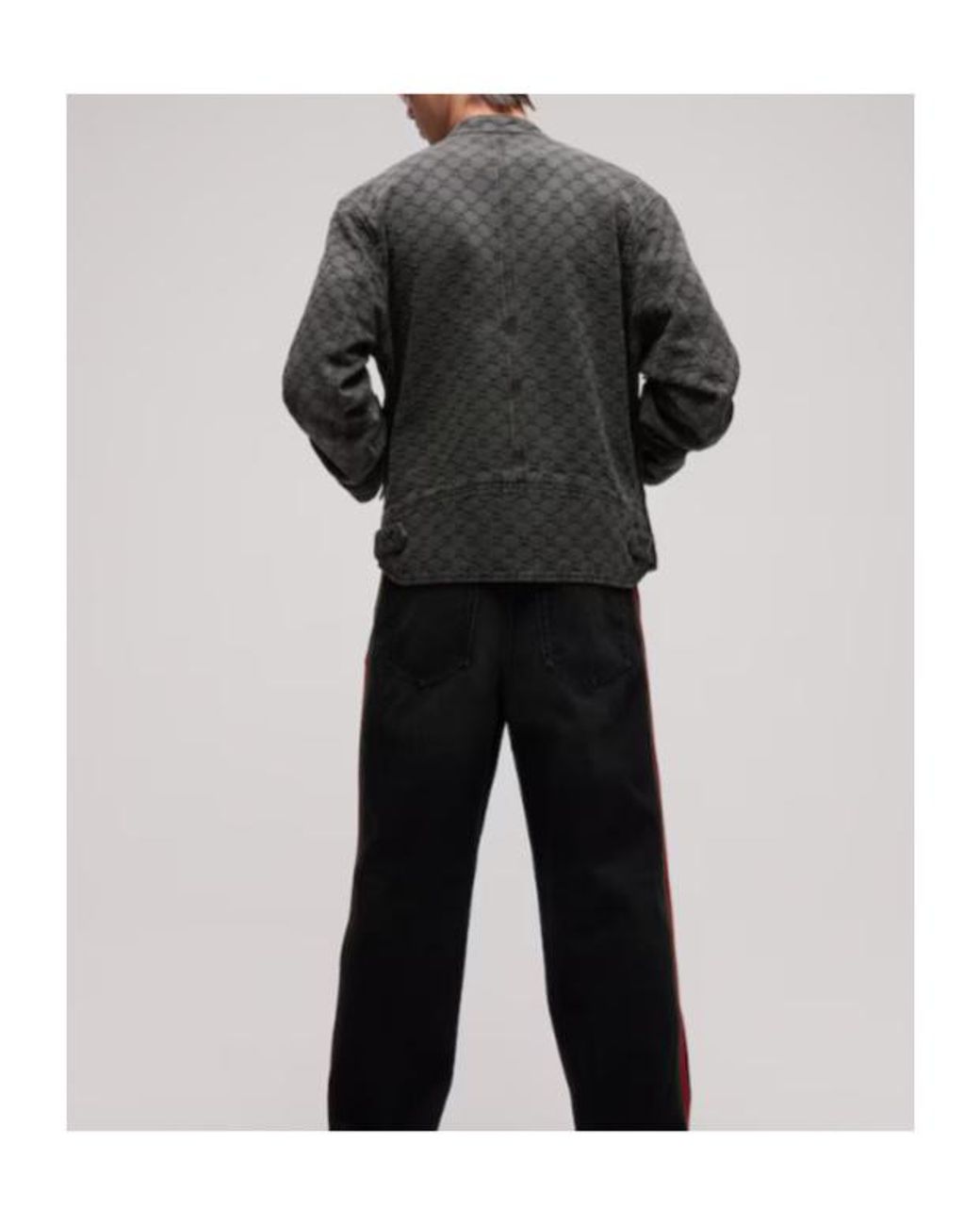 Gucci Gray Gg Cotton Denim Jacquard Zip Jacket for men