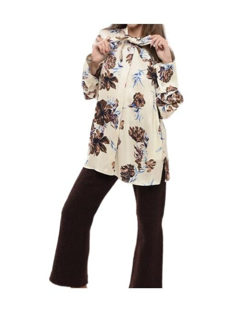 Jil Sander Natural Floral Self-Tie Shirt